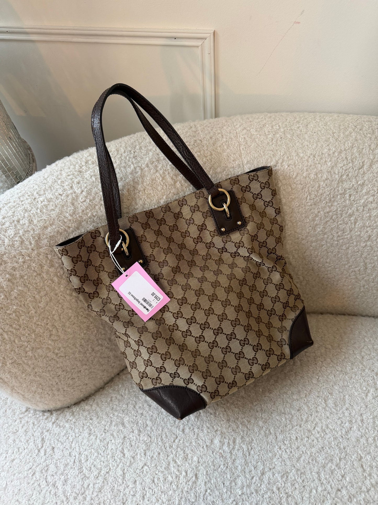 Pre-Owned Beige/Brown GG Canvas Tote Bag