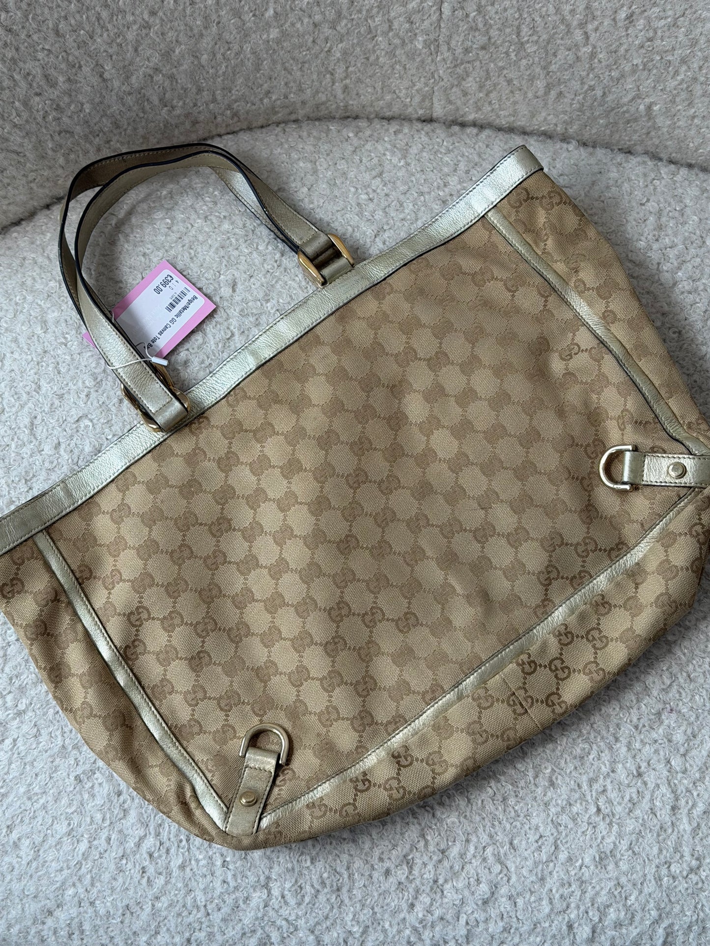 Beige/Metallic GG Canvas Tote Bag