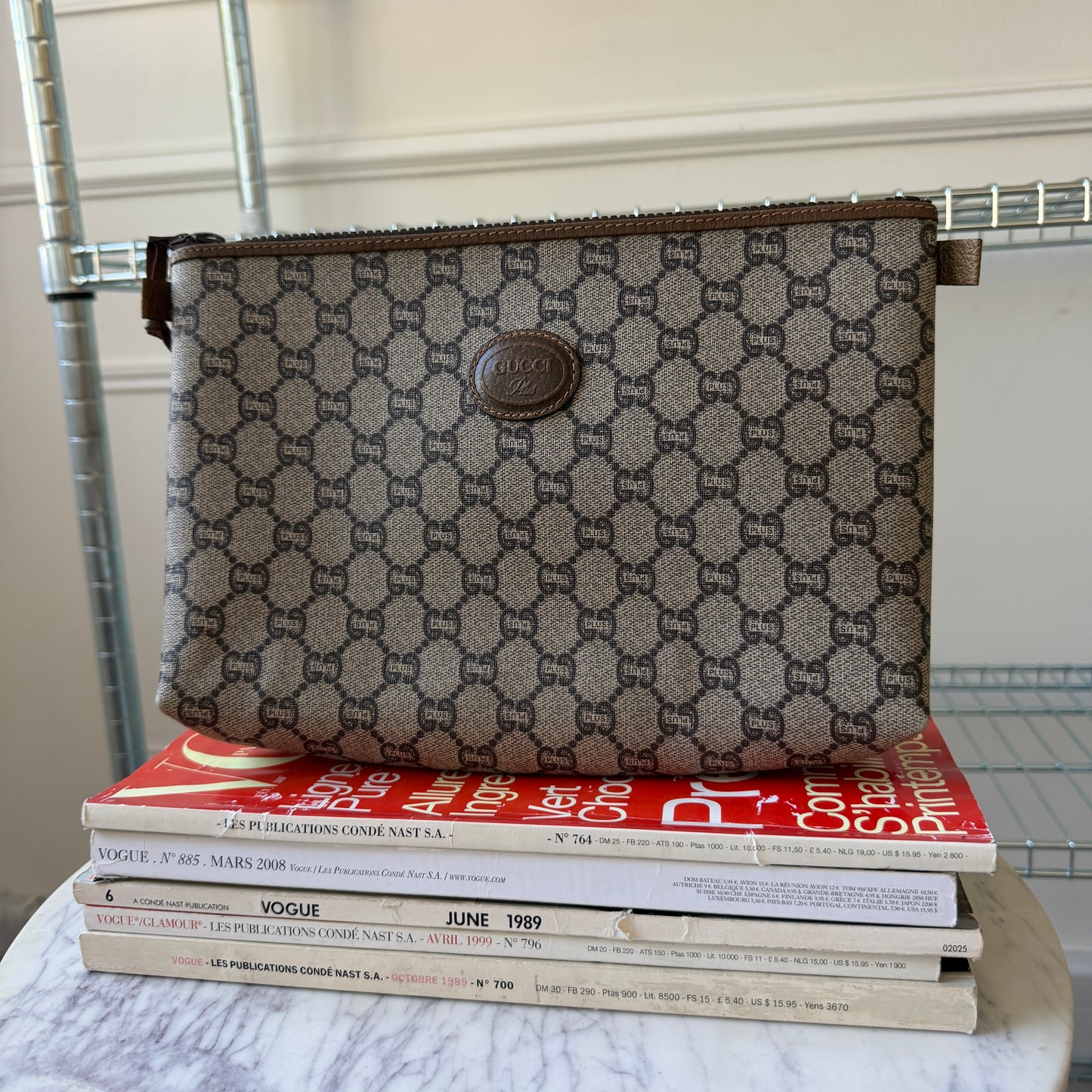 Pre-Owned GG Supreme Plus Coated Canvas Clutch Bag