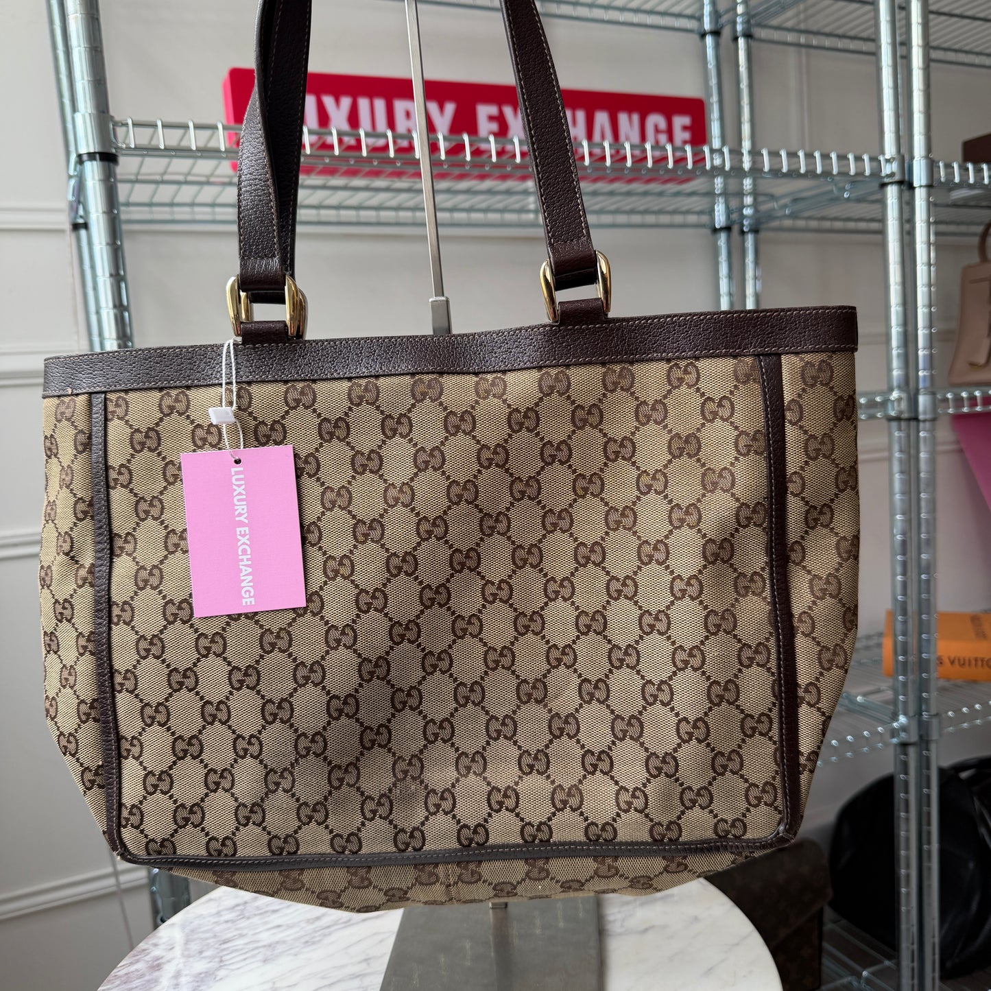 Pre-Owned Brown/GG Canvas Abbey Shopper Tote