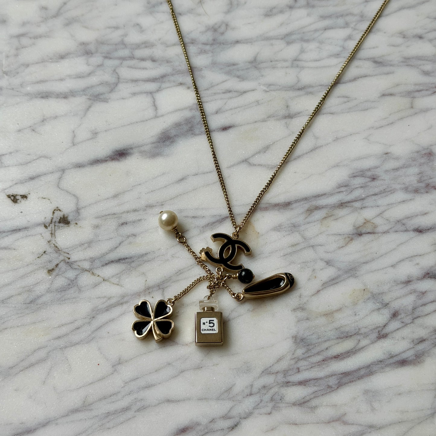Pre-Owned Charm Champagne Gold-Tone Necklace