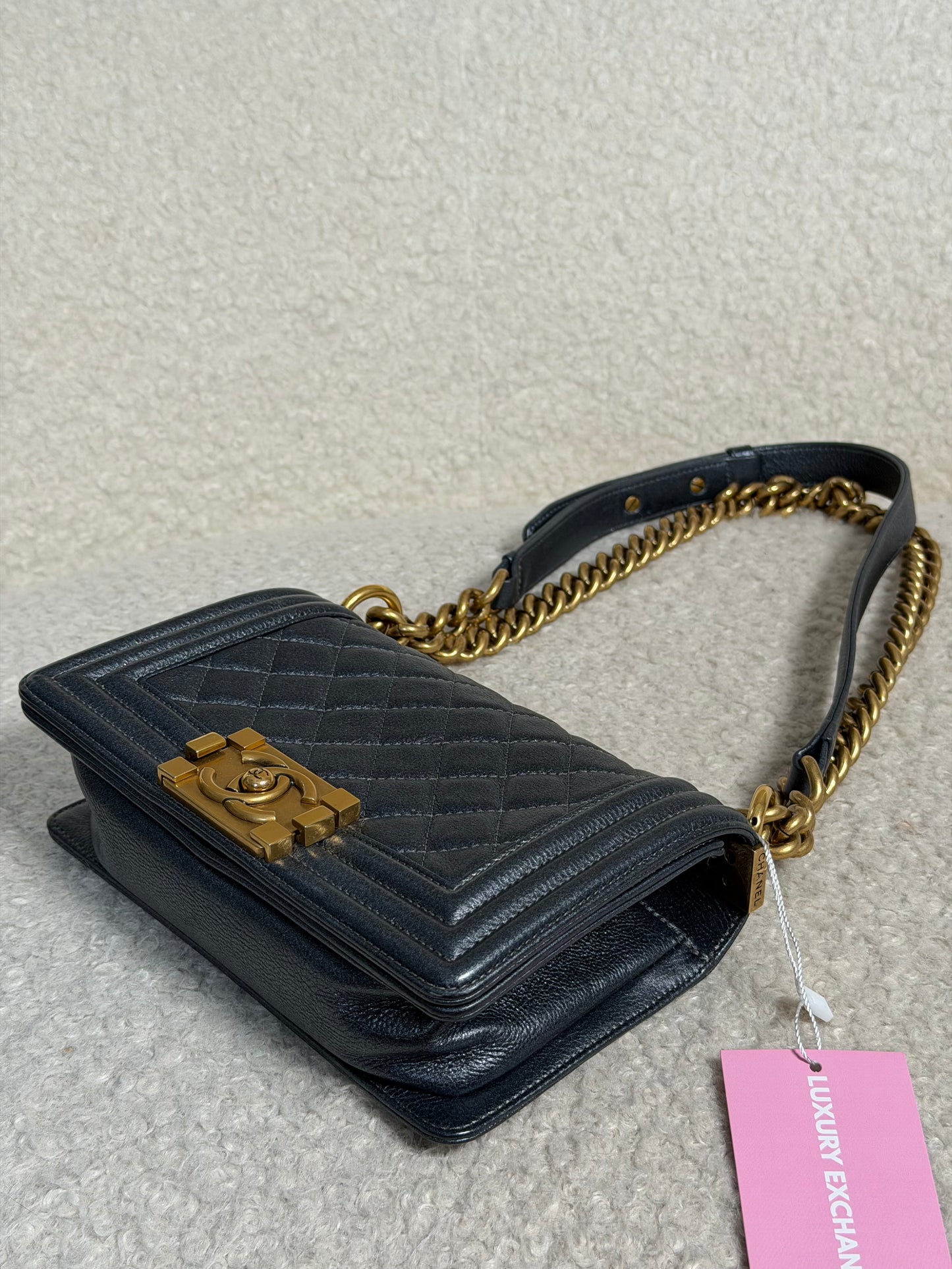 Pre-Owned Grey Iridescent Calfskin Leather Handbag