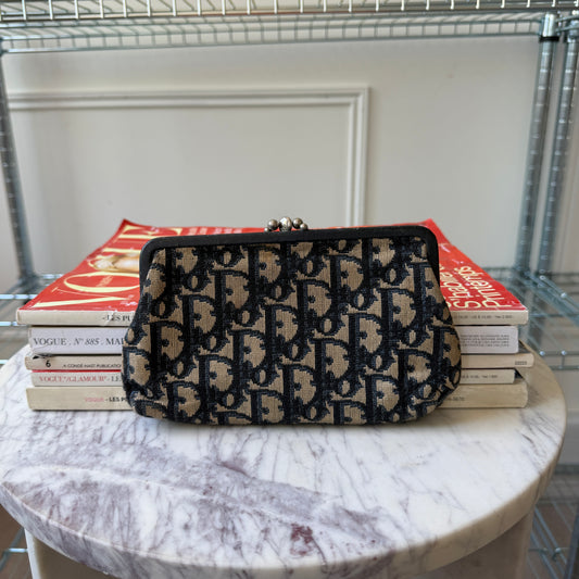 Pre-Owned Navy Trotter Canvas Clutch Bag