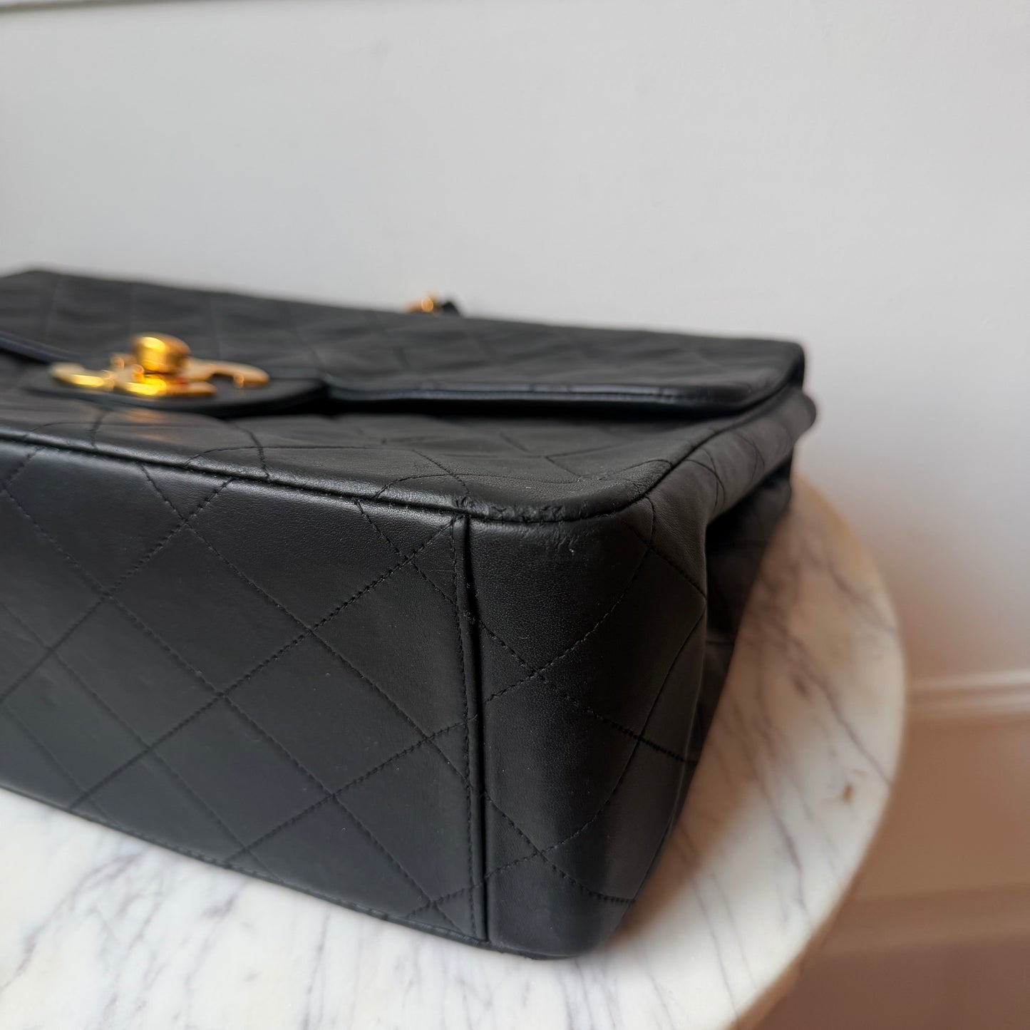 1994-96 Black Lambskin Maxi Single Flap 24K Gold-Plated Hardware