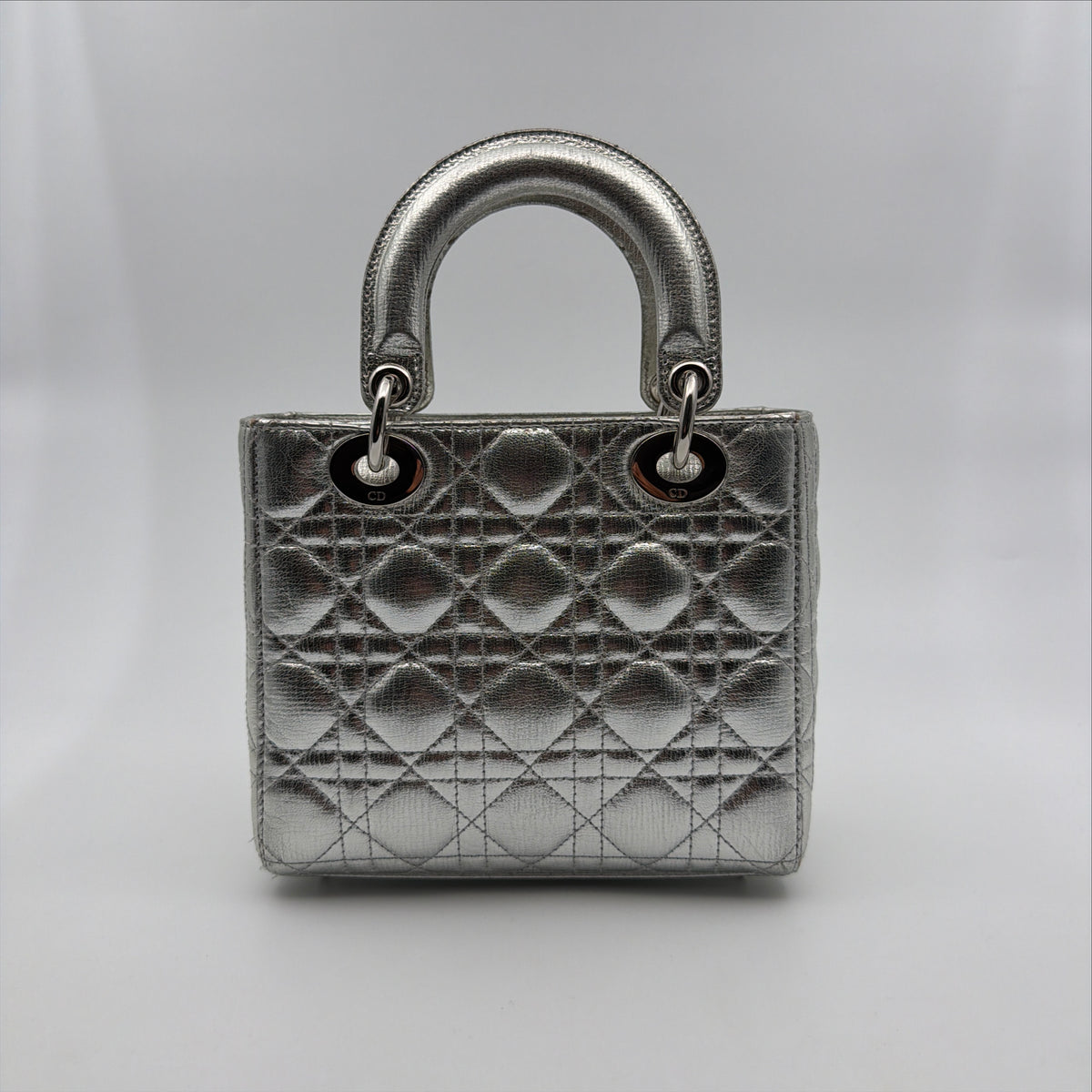 Pre-Owned Silver Metallic Small  Lady Dior