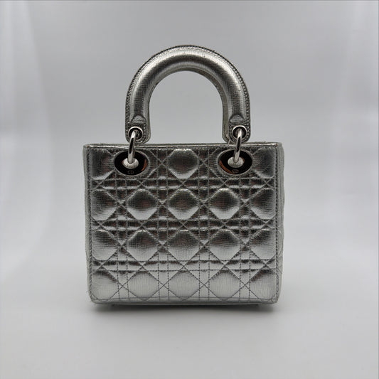 Pre-Owned Silver Metallic Small  Lady Dior