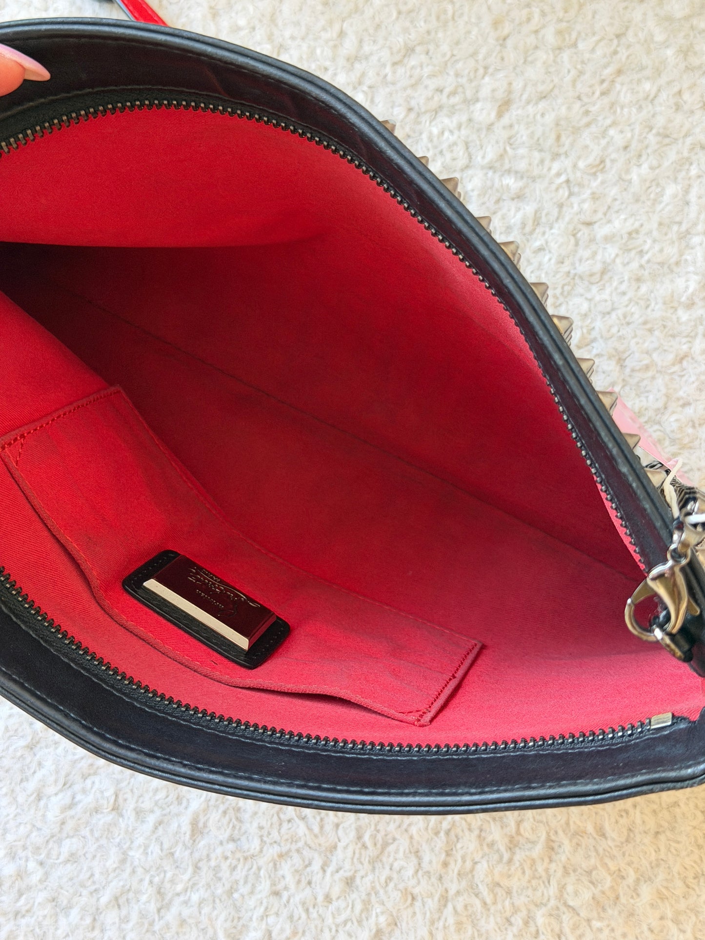 Black Studded Leather Handbag