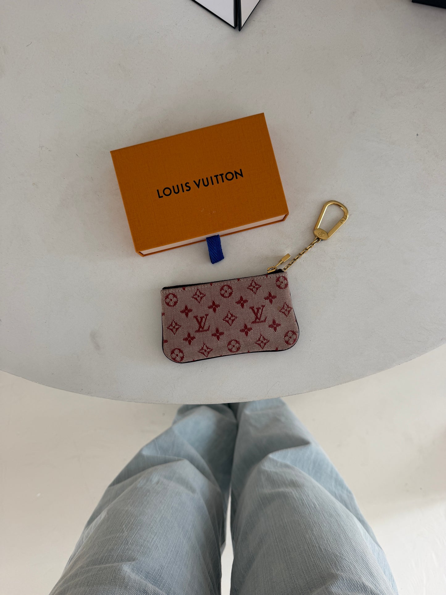 Pre-Owned Red Mini Lin Canvas Key Pouch