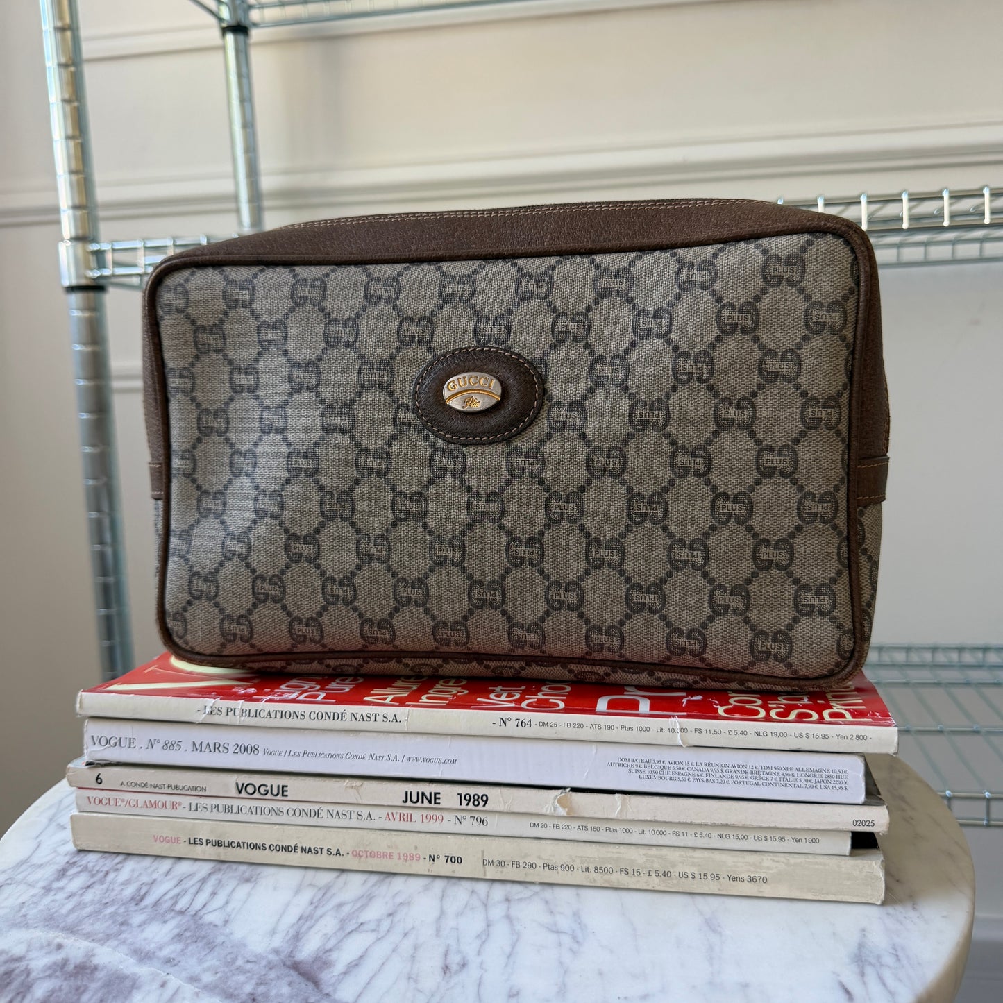 Pre-Owned GG Supreme Plus Coated Canvas Clutch Bag