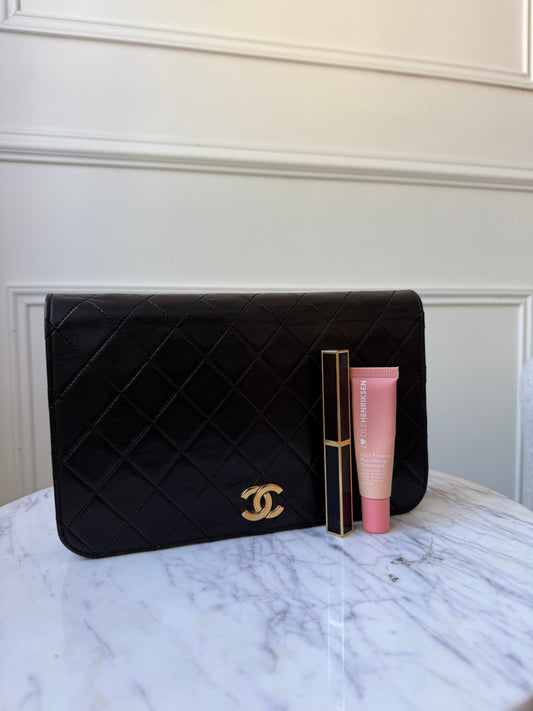 Black Lambskin 'Full Flap' Shoulder Bag