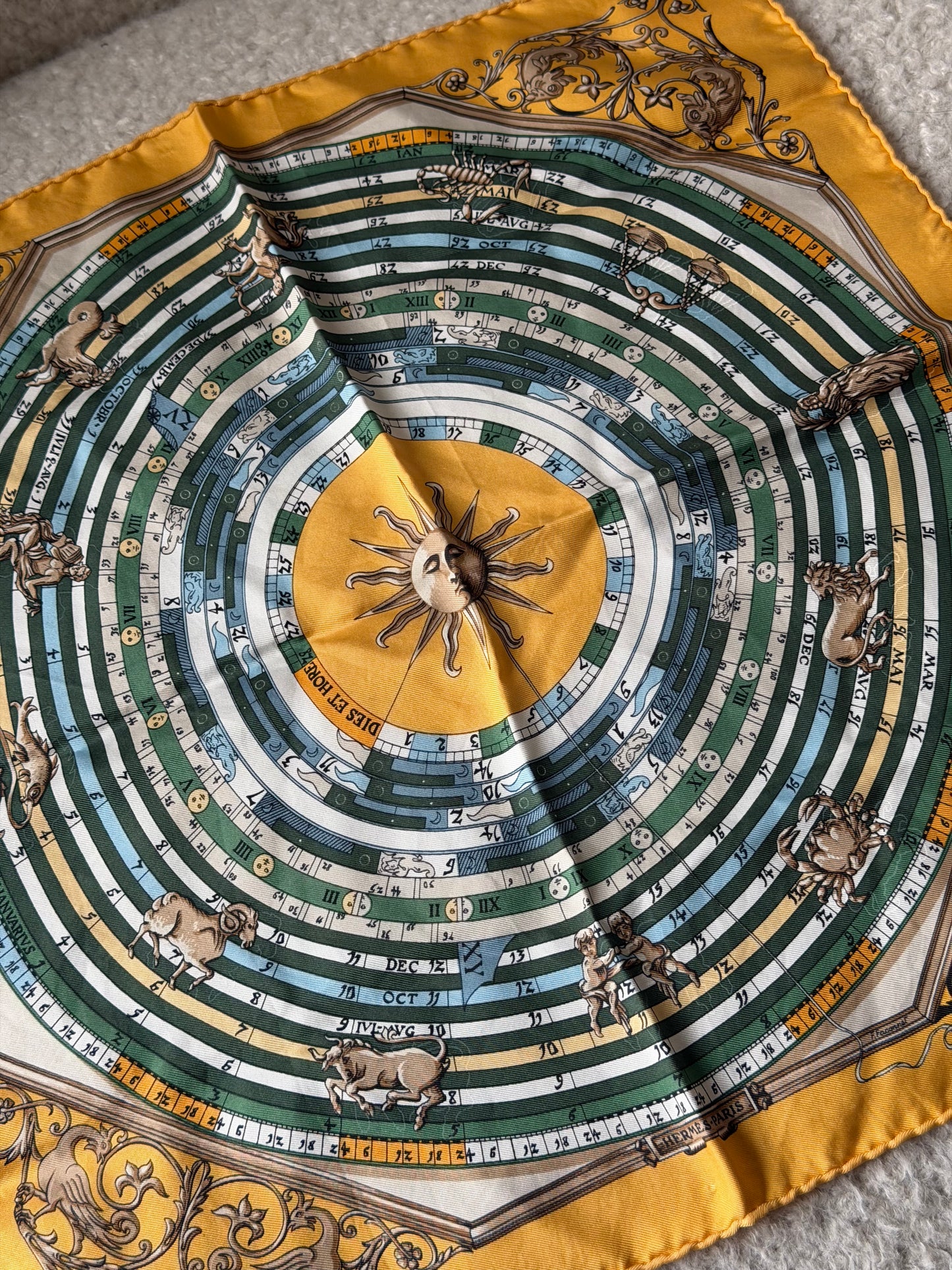 Yellow Sundial Silk Scarf 55