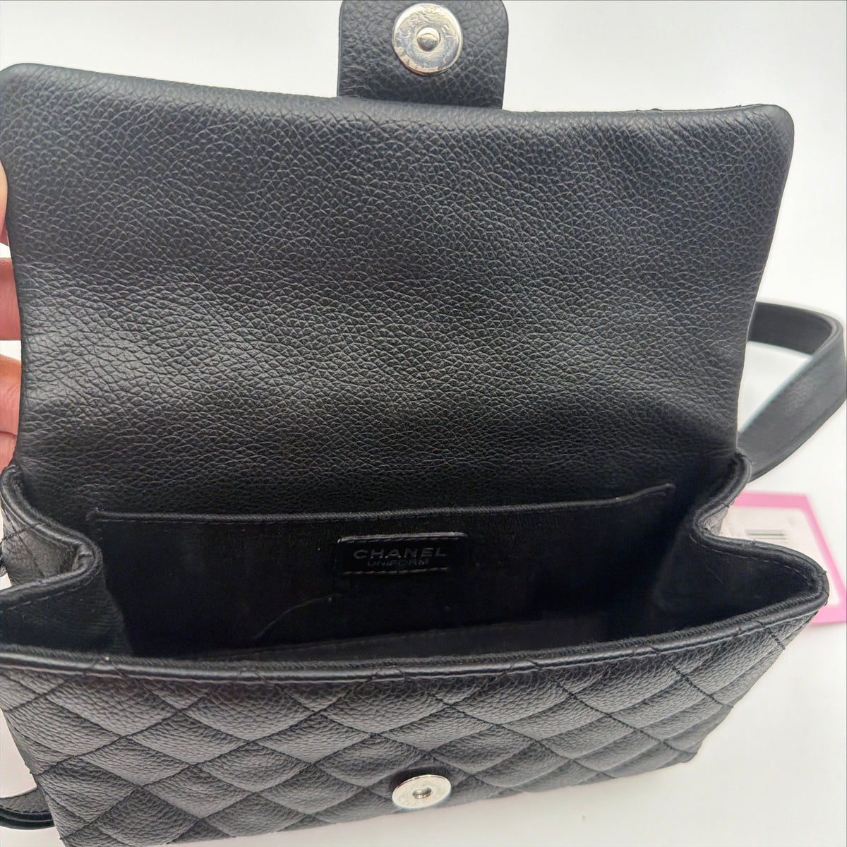 Pre-Owned Black Matelassé Caviar Leather Belt Bag