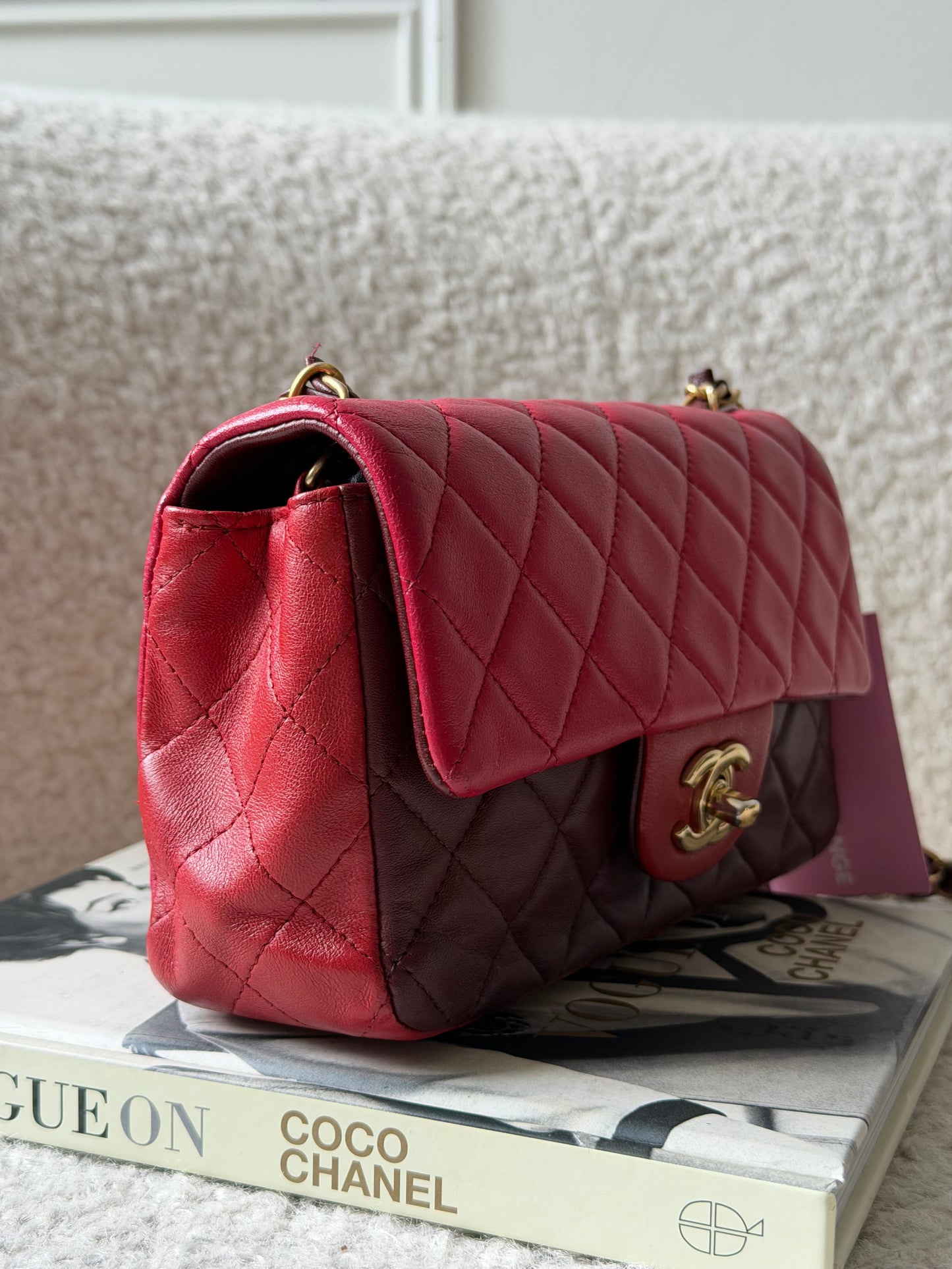 Red/Bordeaux Lambskin Mini Rectangle
