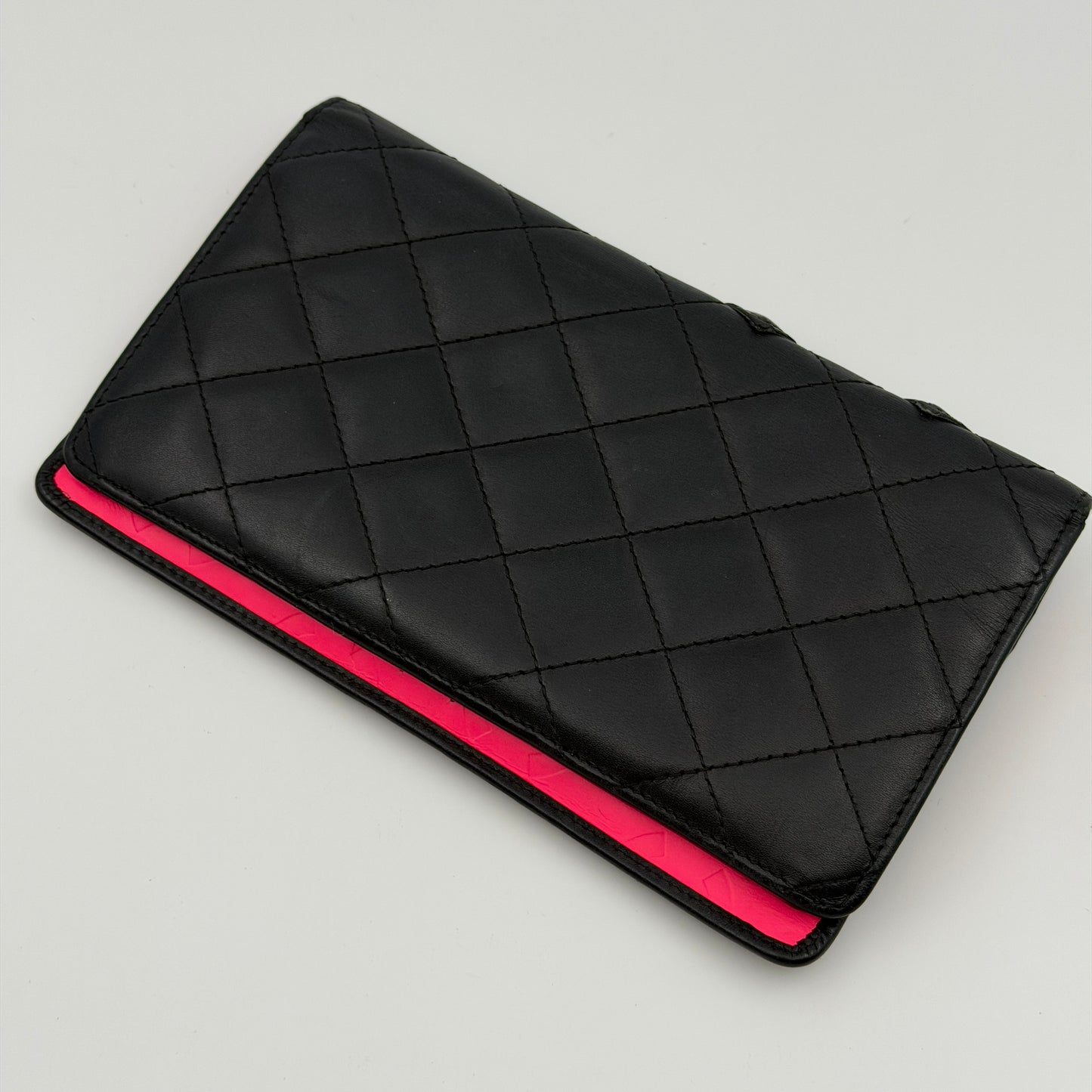 Pre-Owned Black Cambon Lambskin Leather Organiser Wallet