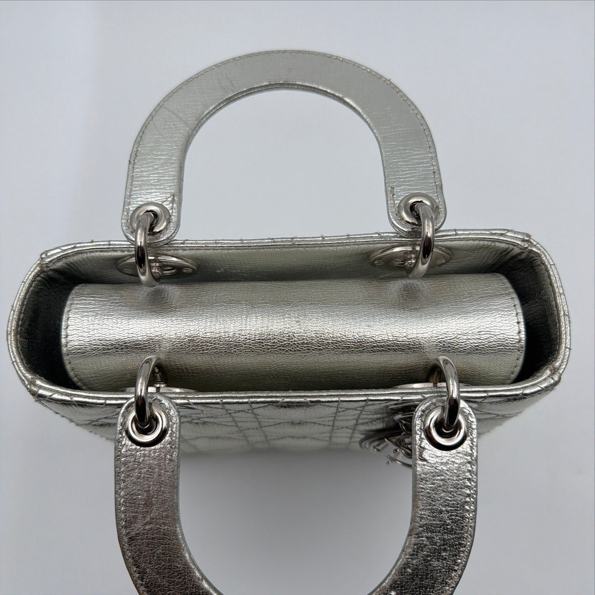 Pre-Owned Silver Metallic Small  Lady Dior