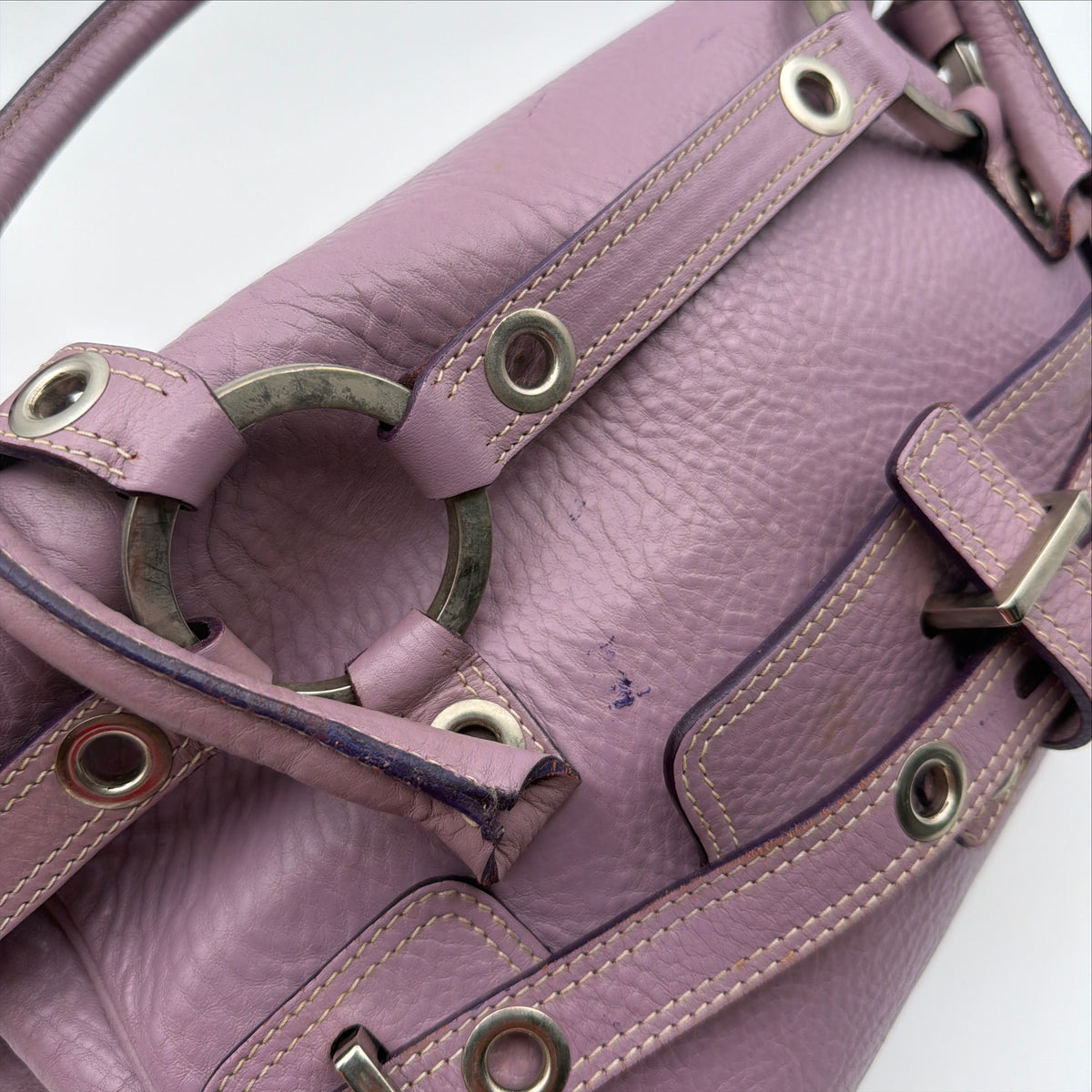 Pre-Owned Purple Leather Handbag
