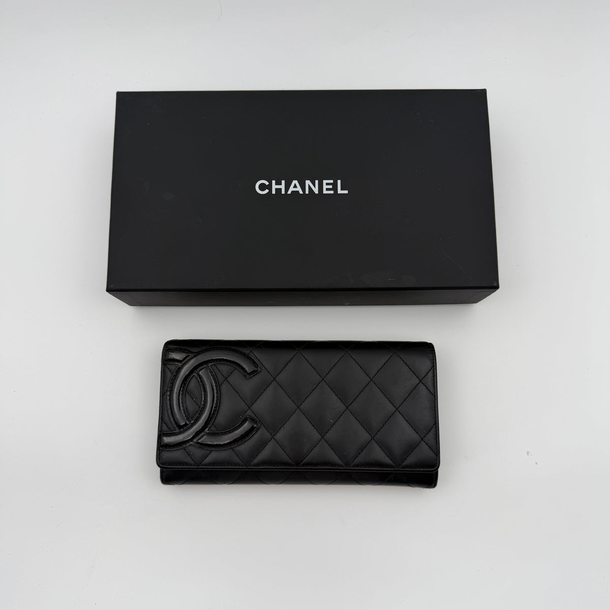 Pre-Owned Black Cambon Lambskin Leather Wallet