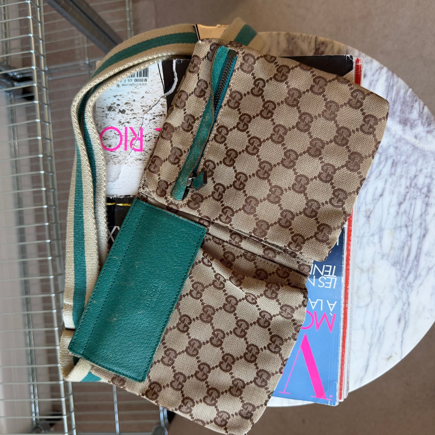Pre-Owned Teal GG Canvas/Leather Bum Bag