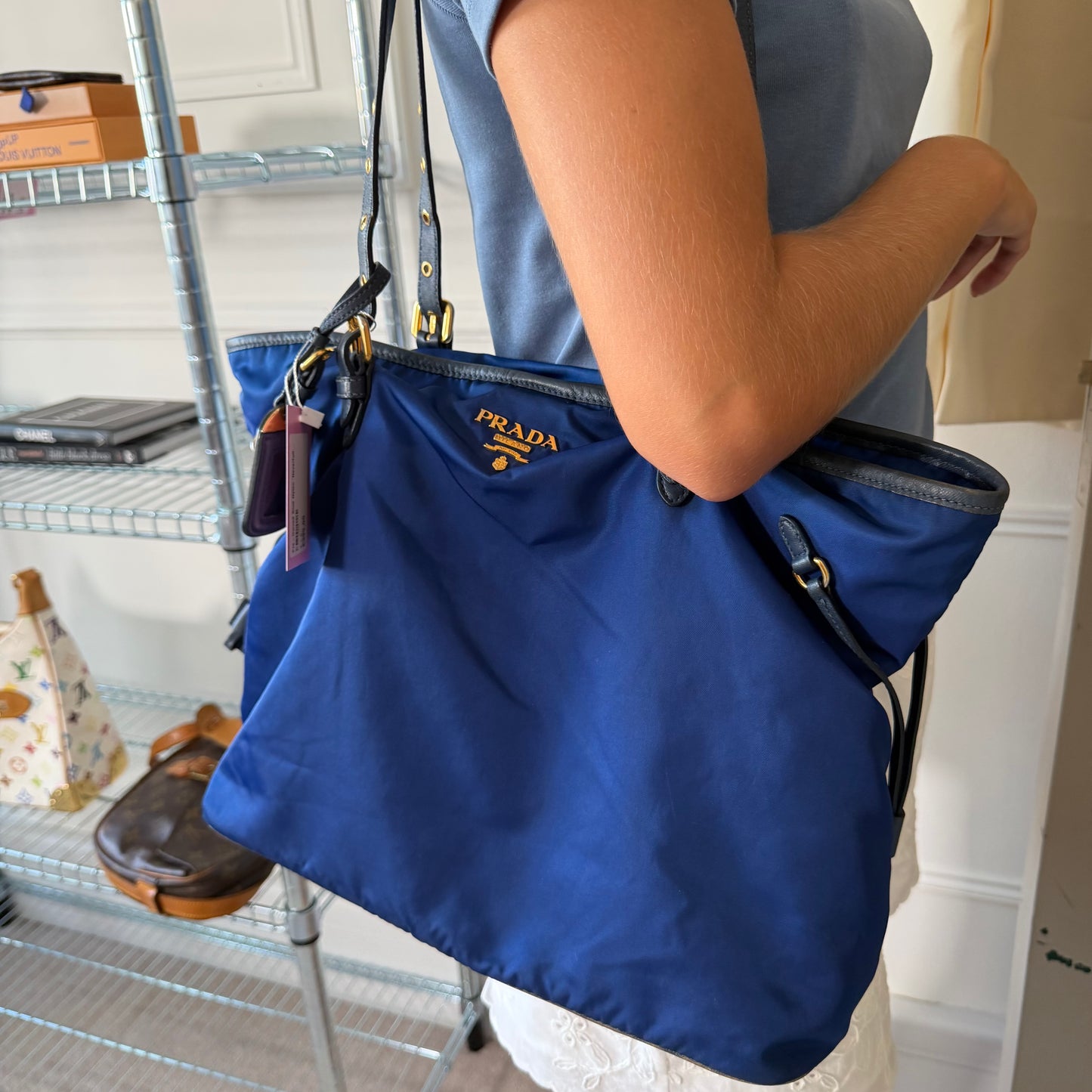 Pre-Owned Blue Nylon 'Neverfull' Shopper Tote