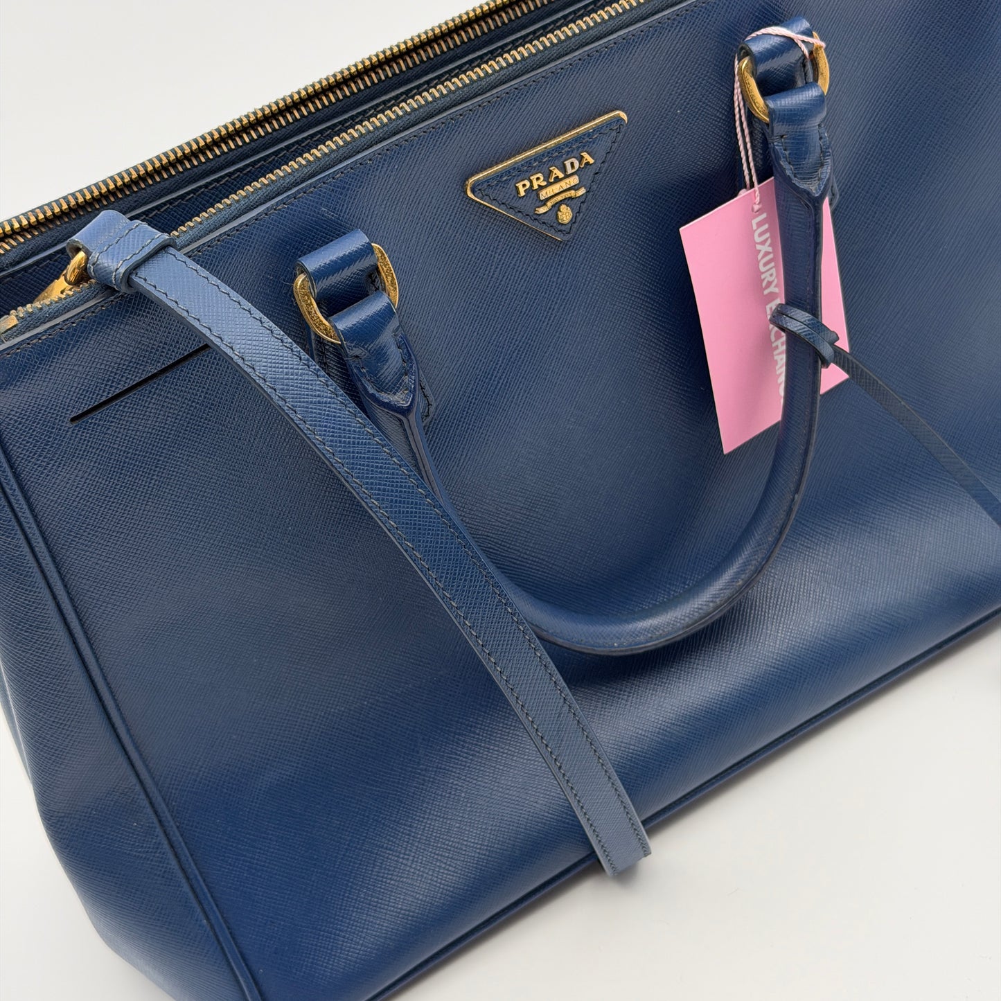 Pre-Owned Blue Saffiano Leather Galleria