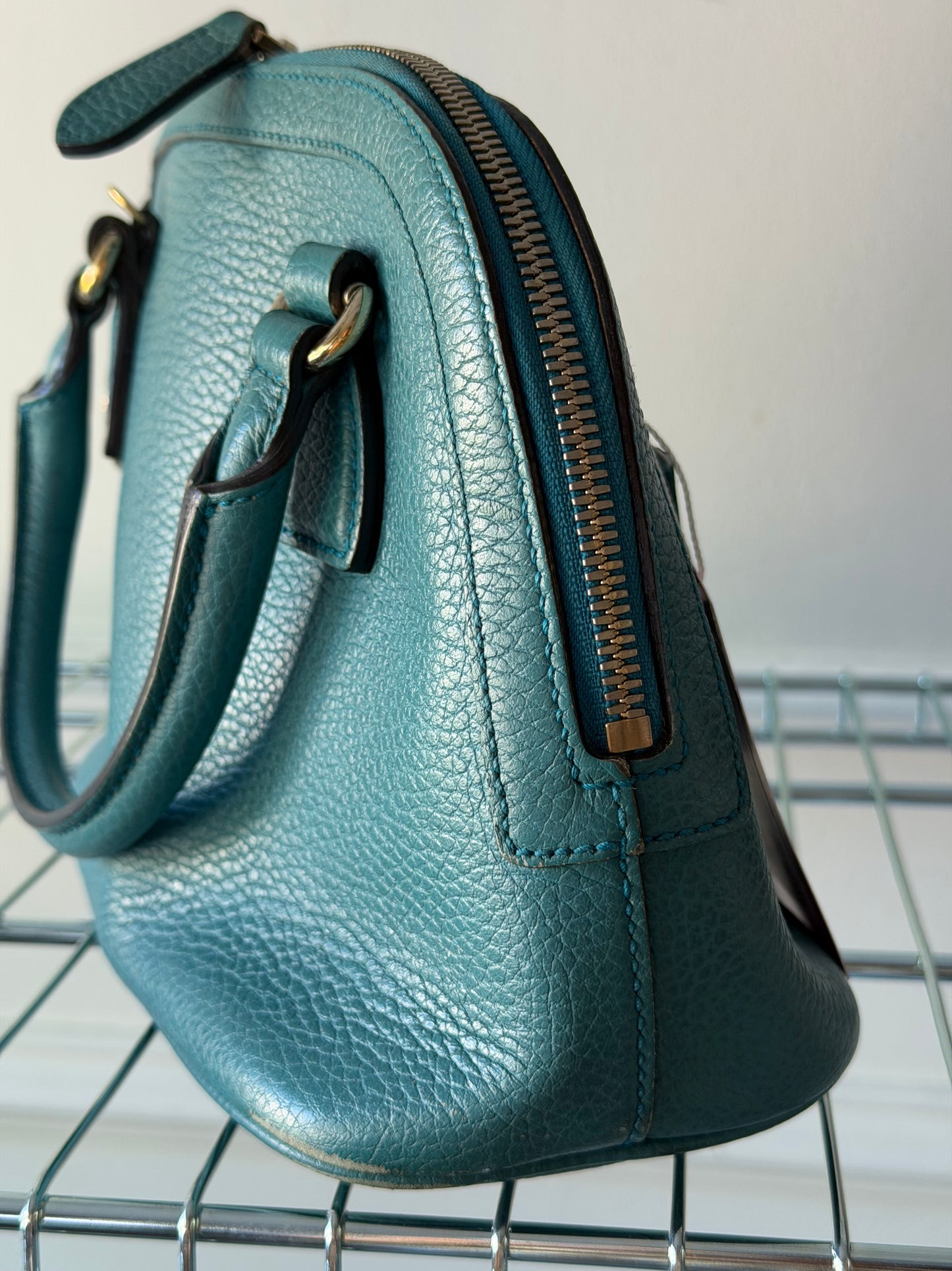 Pre-Owned Teal Leather Promenade Handbag