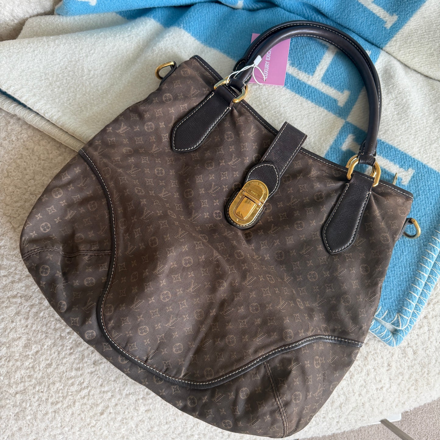 Pre-Owned Brown Mini Lin Canvas Handbag