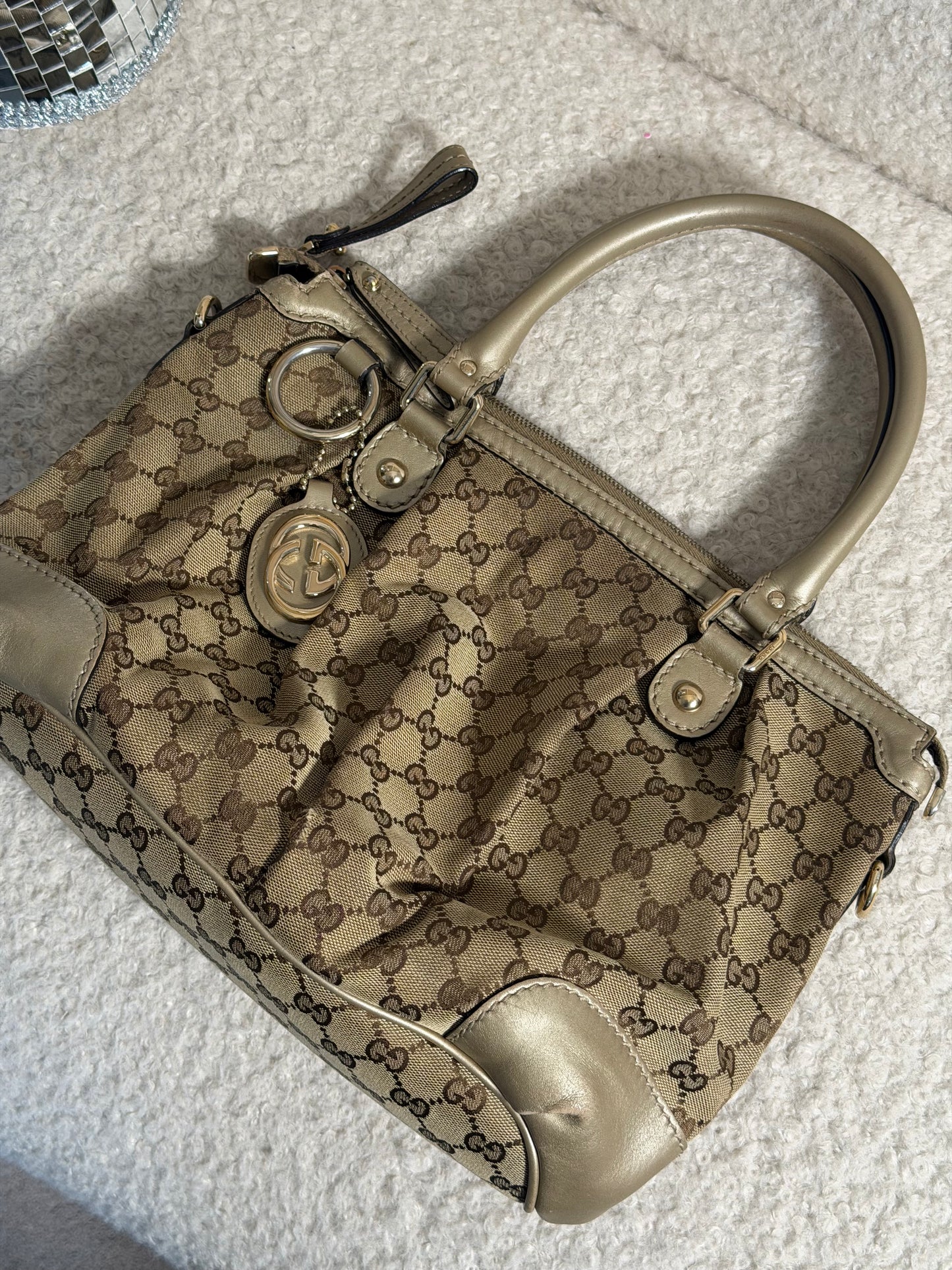 Pre-Owned Beige GG Canvas Tote Bag