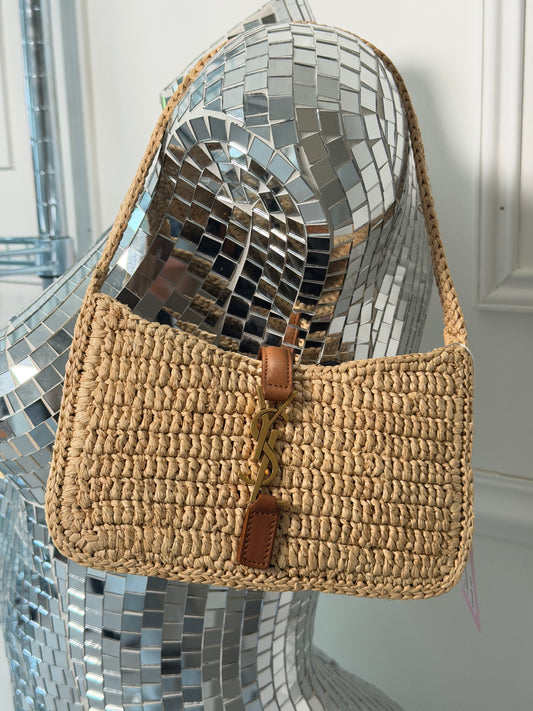 Pre-Owned Beige Raffia Shoulder Bag