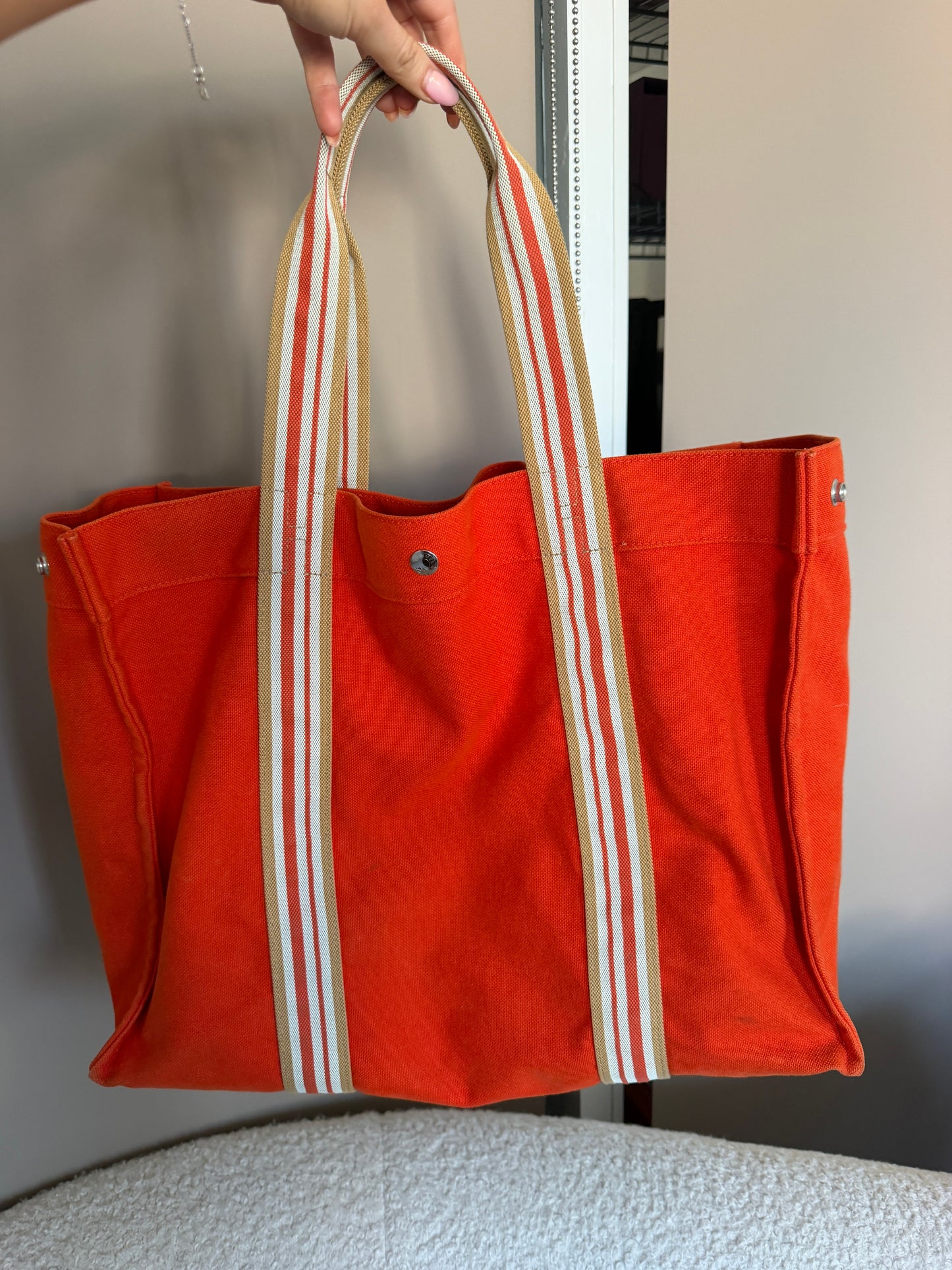 Pre-Owned Orange Canvas Handbag