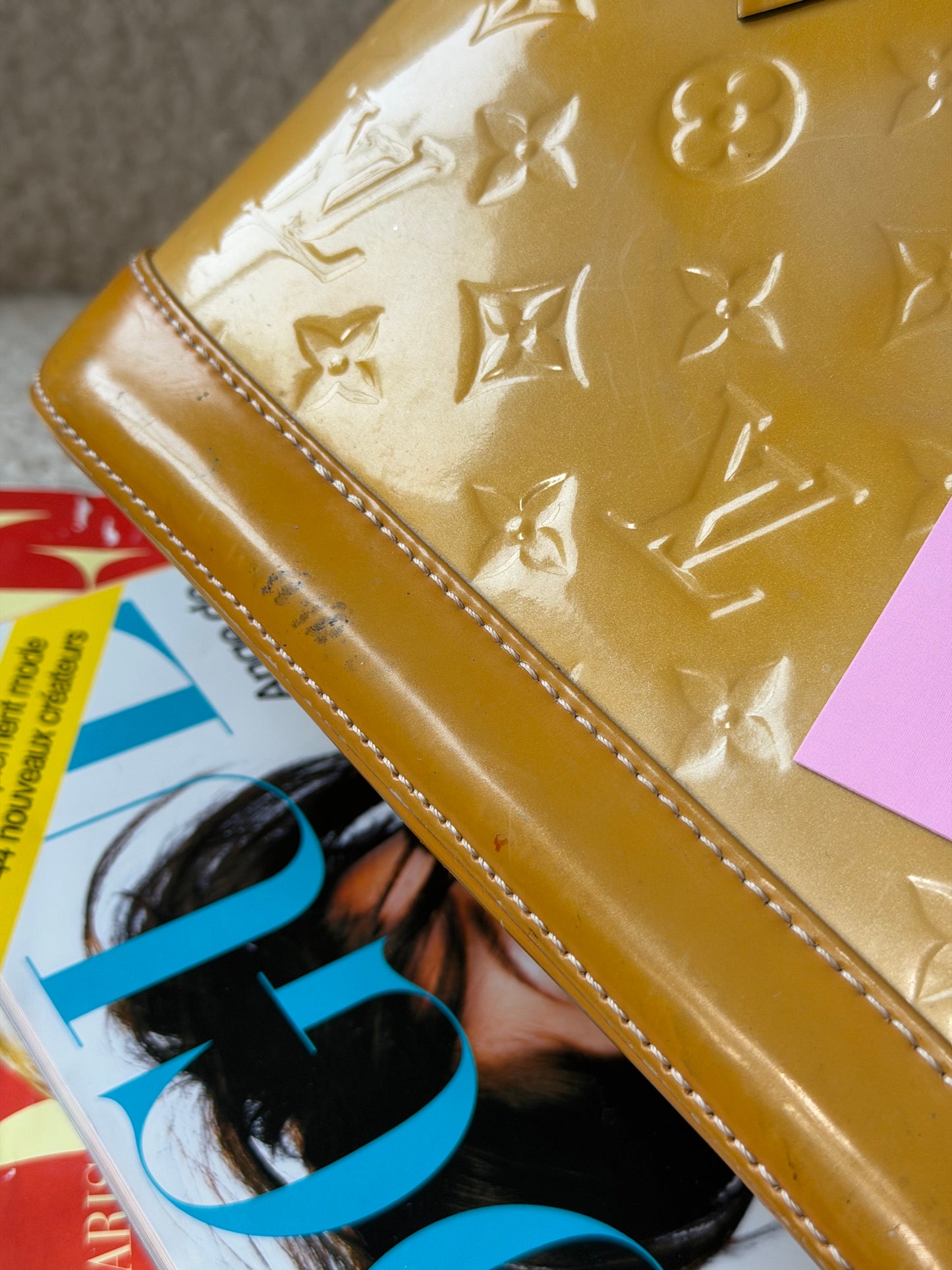 Pre-Owned Gold Monogram Vernis Leather Alma BB