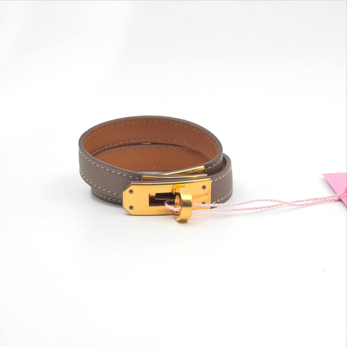 Pre-Owned Taupe Leather Kelly Bracelet (PM)