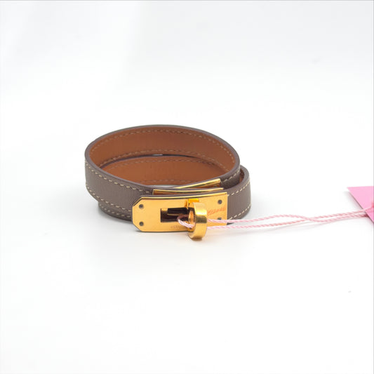 Pre-Owned Taupe Leather Kelly Bracelet (PM)