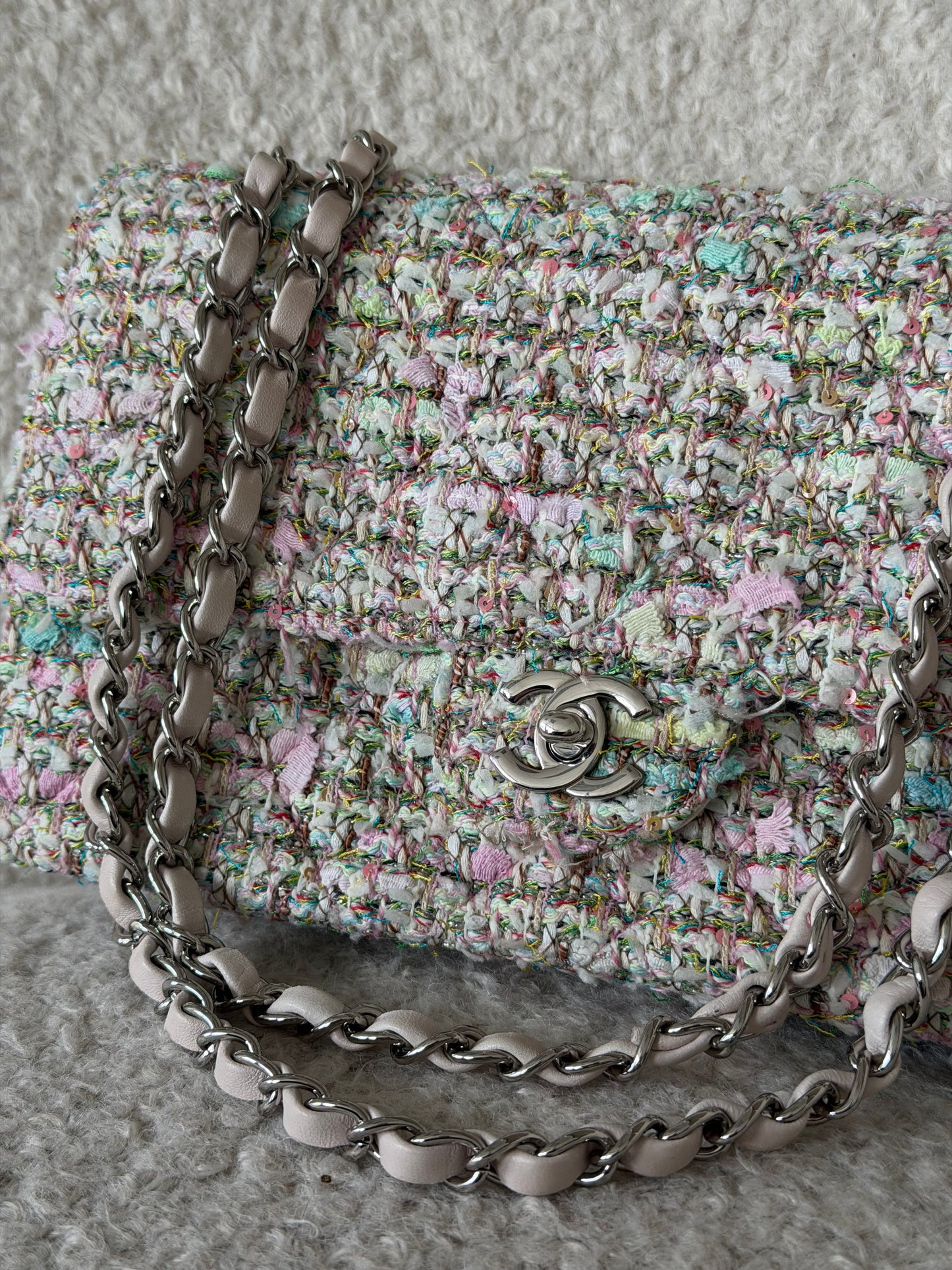 Pre-Owned Multicolour Fabric Medium Classic Double Flap Shoulder Bag