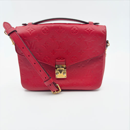 Pre-Owned Red Monogram Empreinte Leather Pochette Metis Crossbody Bag