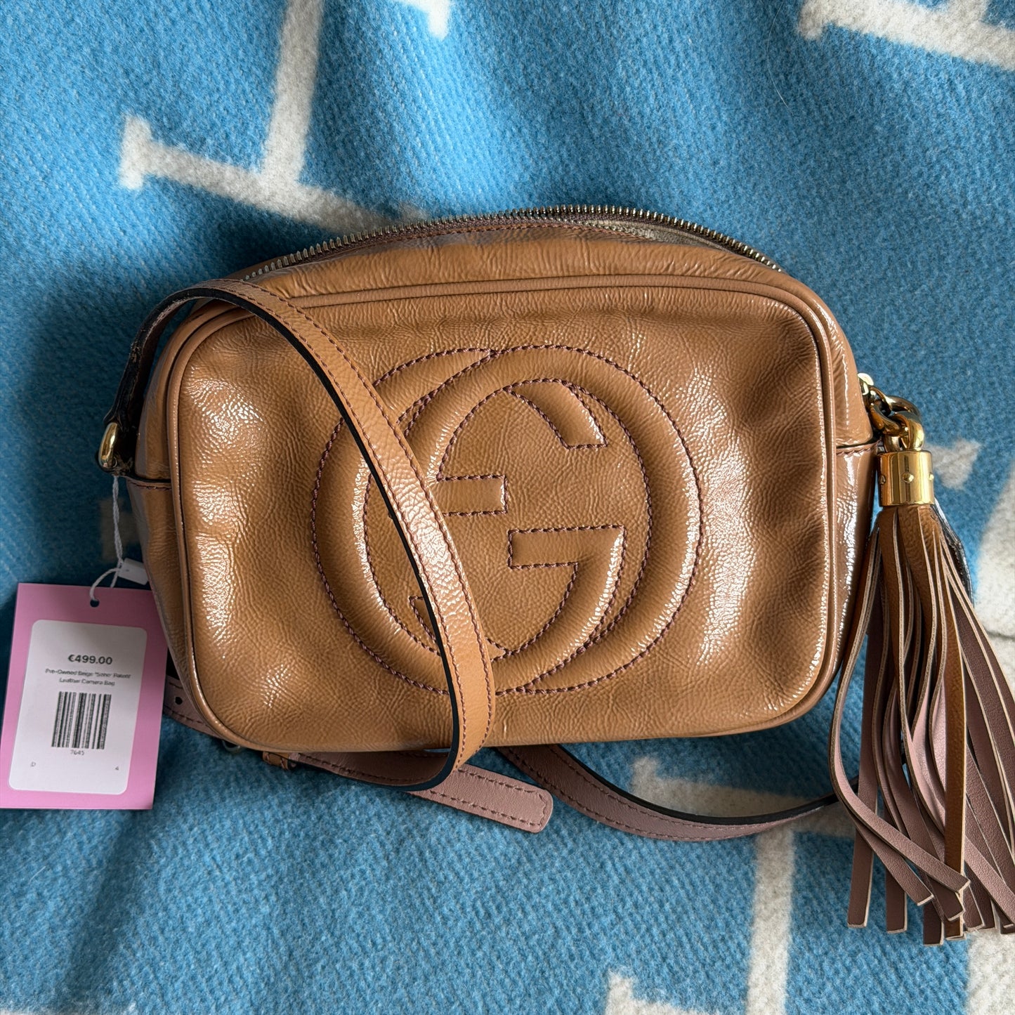 Pre-Owned Beige 'Soho' Patent Leather Camera Bag