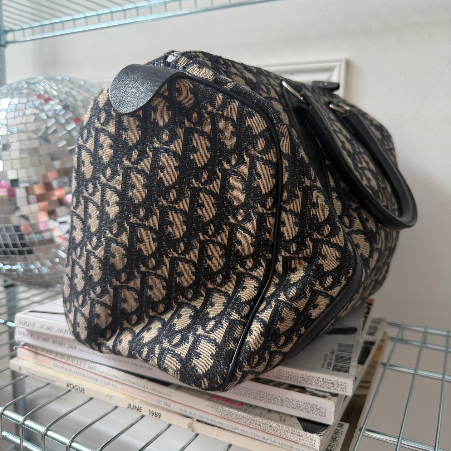 Pre-Owned Navy Trotter Canvas Boston Bag