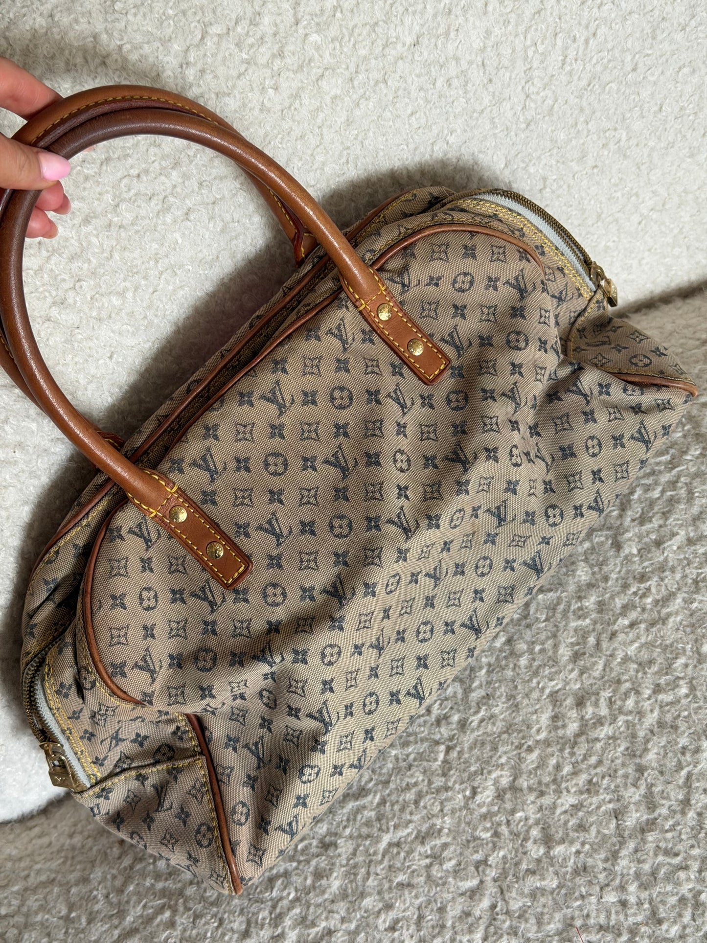 Pre-Owned Grey/Blue Mini Lin Canvas Handbag