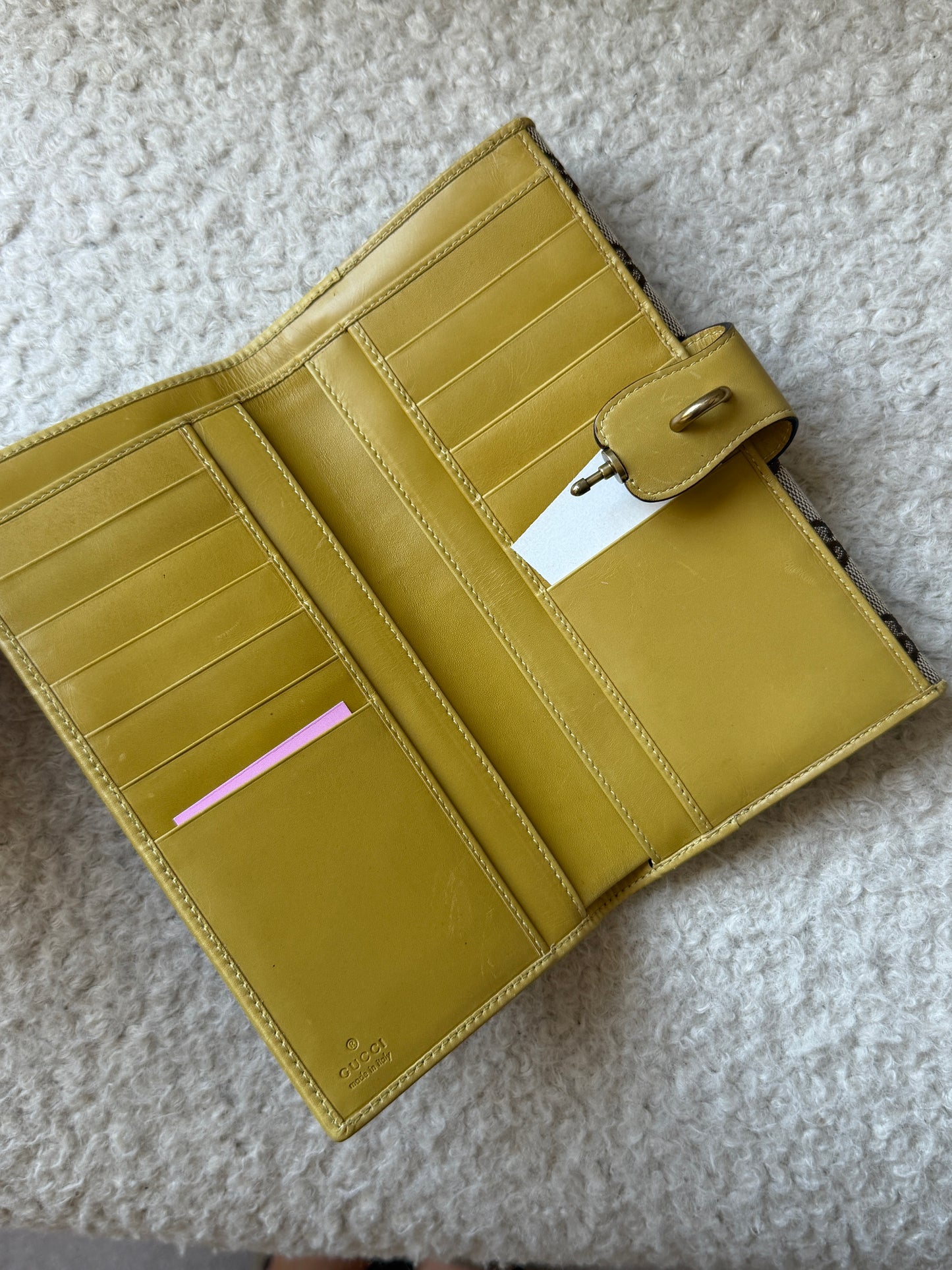 Pre-Owned Yellow 'Jackie' GG Canvas/Leather Wallet