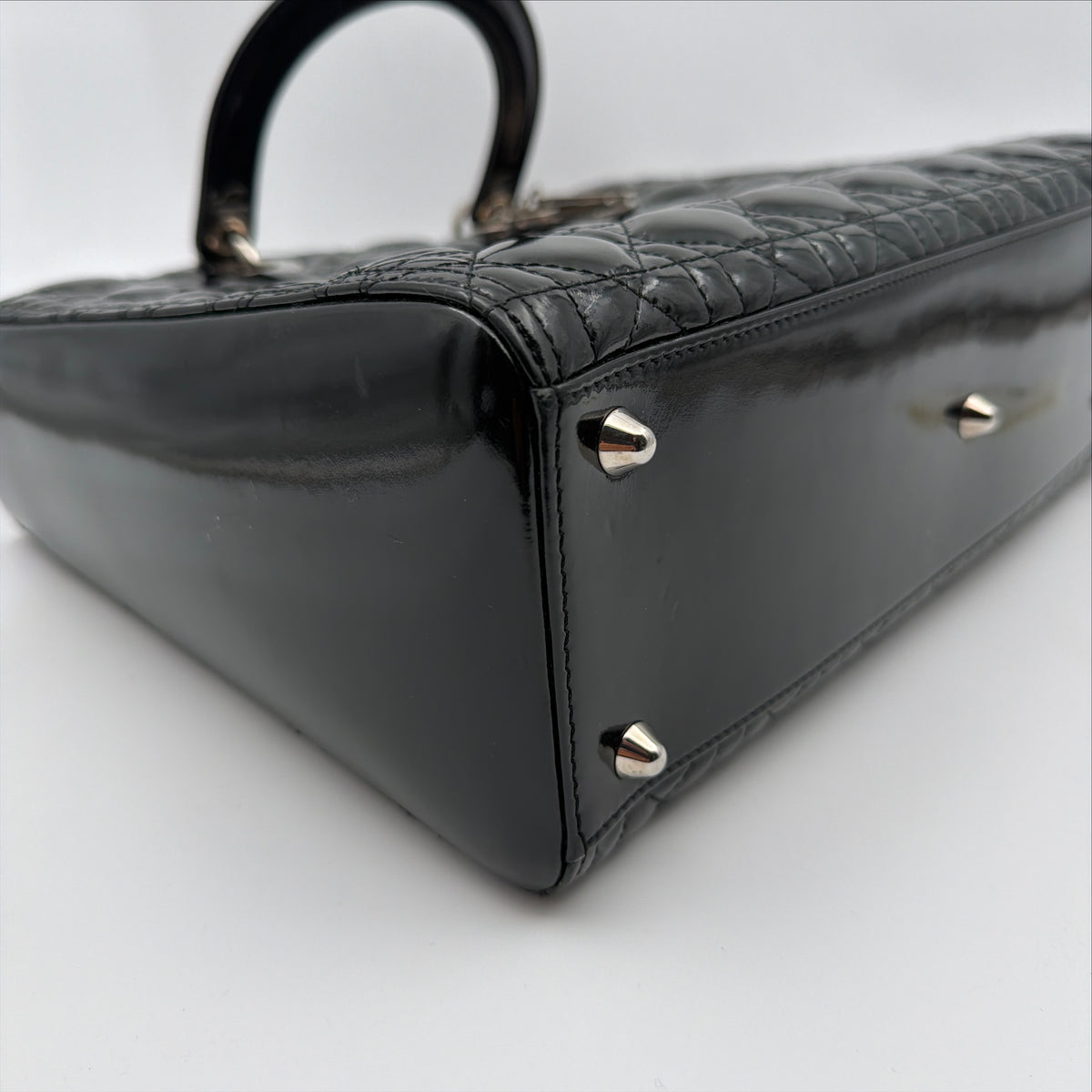 Pre-Owned Black Cannage Large Patent Leather Lady Dior