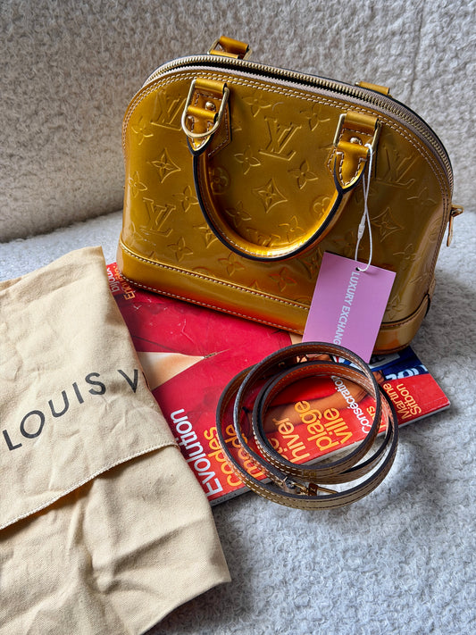 Pre-Owned Gold Monogram Vernis Leather Alma BB