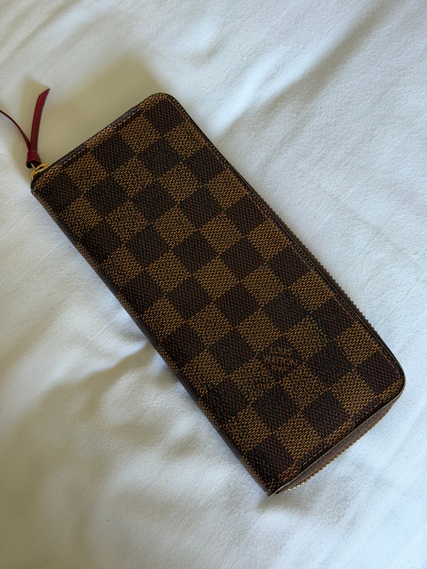 Pre-Owned Damier Ebene Canvas Long Zip Wallet