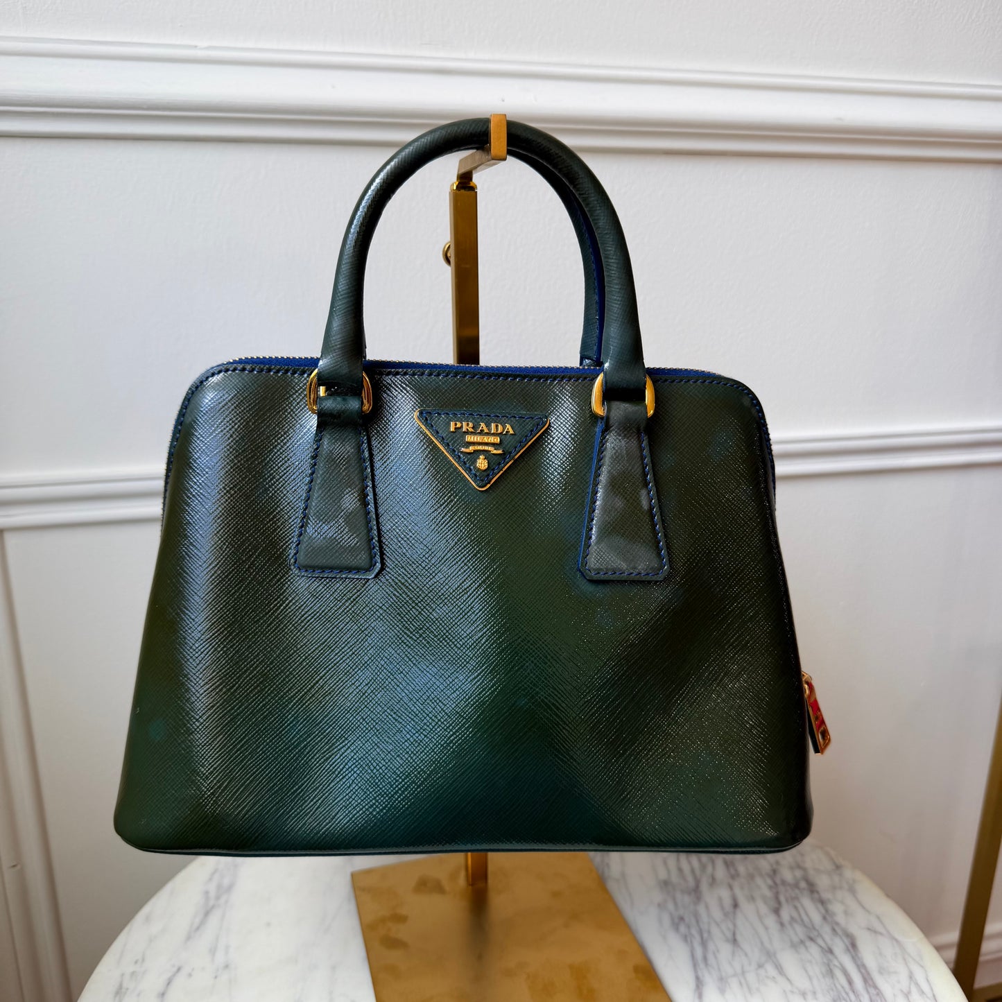 2000s Vintage Green Patent Leather Promenade Tote
