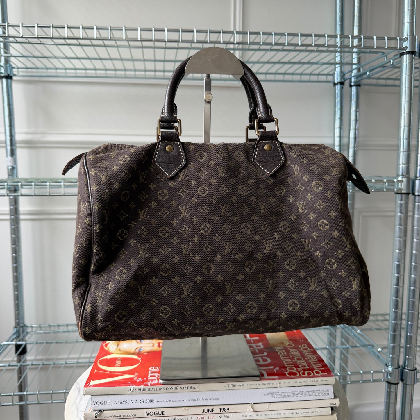 Pre-Owned Brown Mini Lin Canvas Speedy Handbag