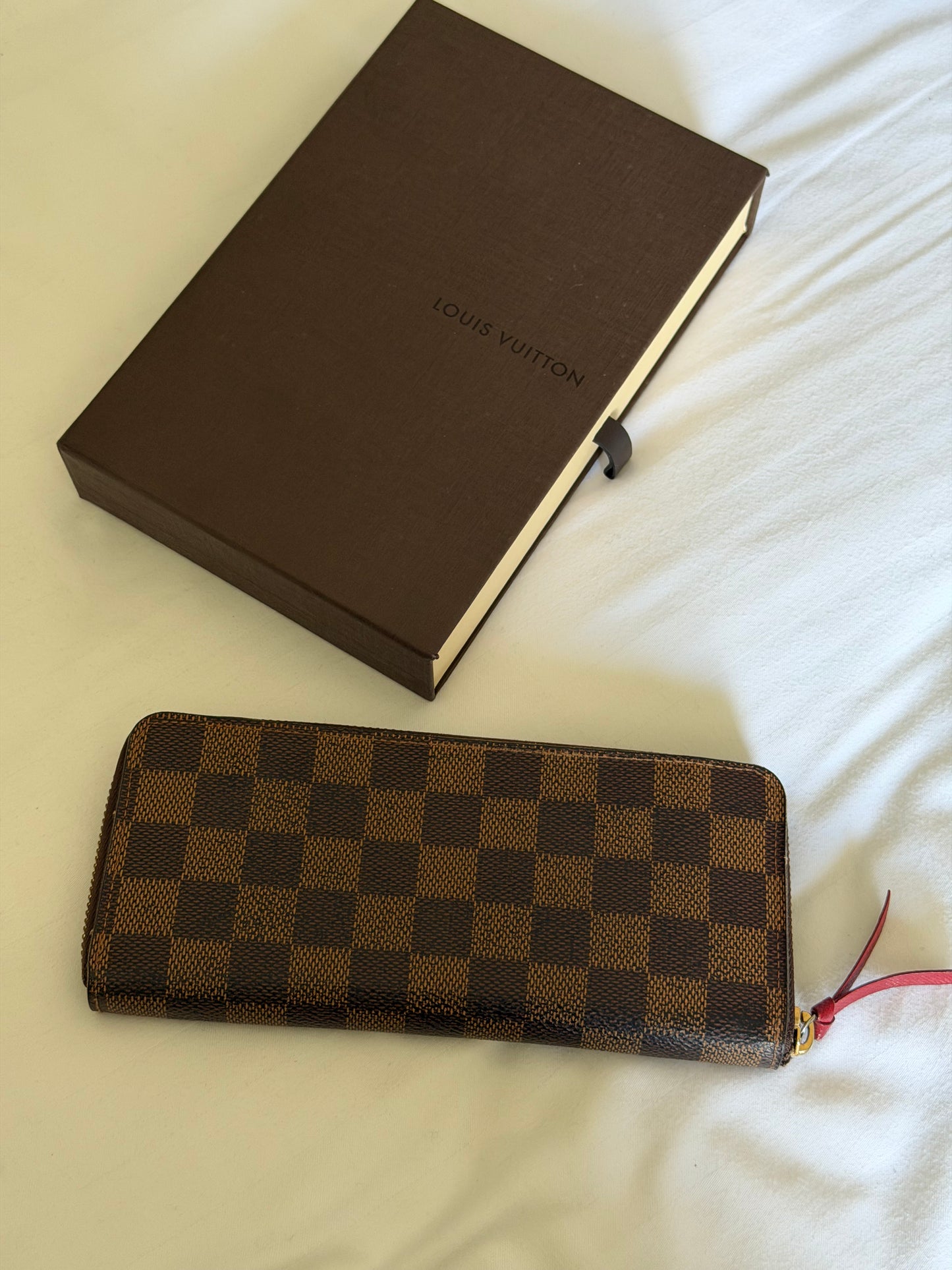Pre-Owned Damier Ebene Canvas Long Zip Wallet