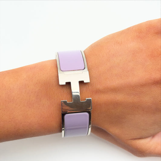 Pre-Owned Lavender Palladium-Plated Clic H Bracelet (PM)