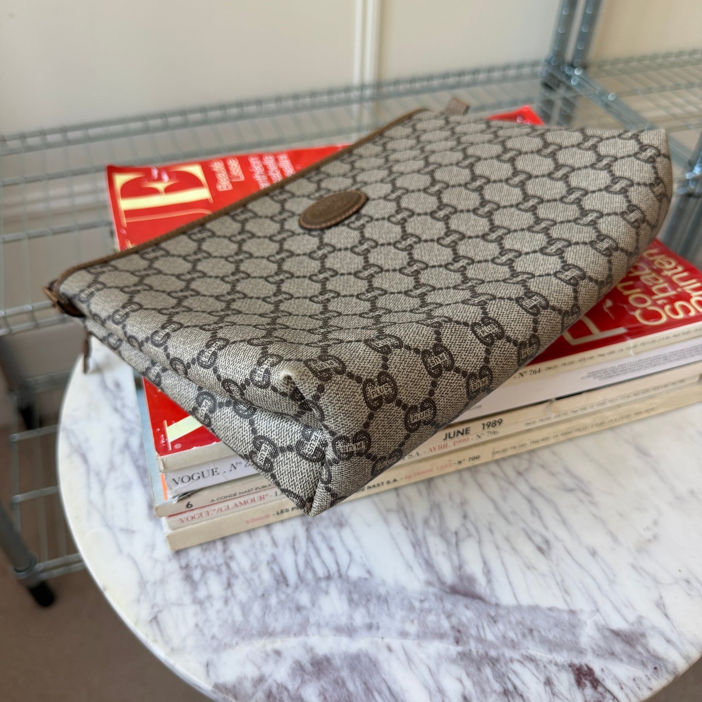 Pre-Owned GG Supreme Plus Coated Canvas Clutch Bag