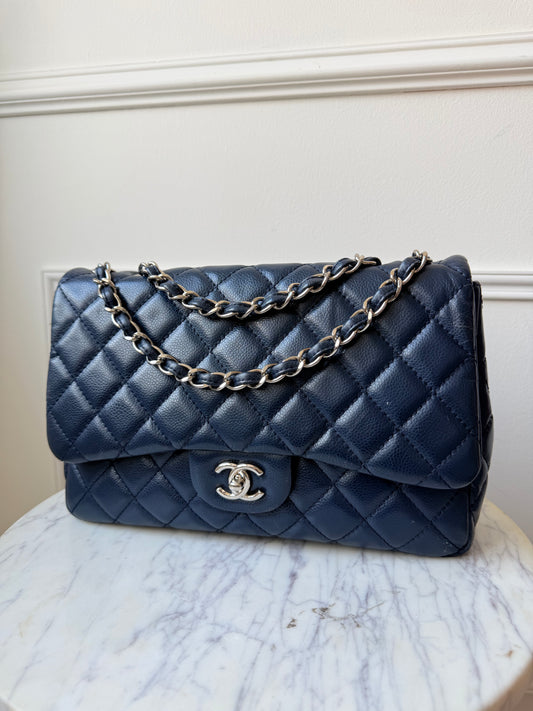 2008-2009 Metallic Blue Caviar Leather Jumbo