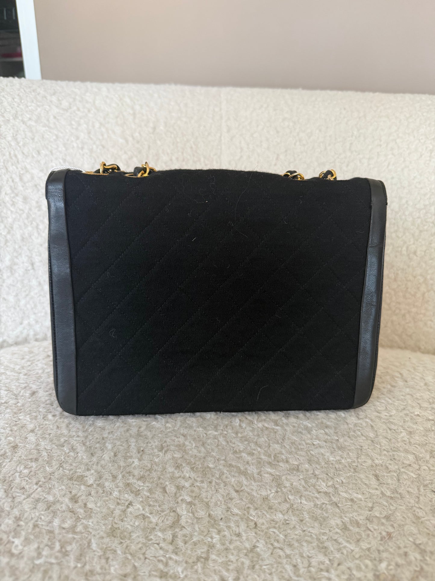Pre-Owned Lambskin Leather/Cotton Handbag