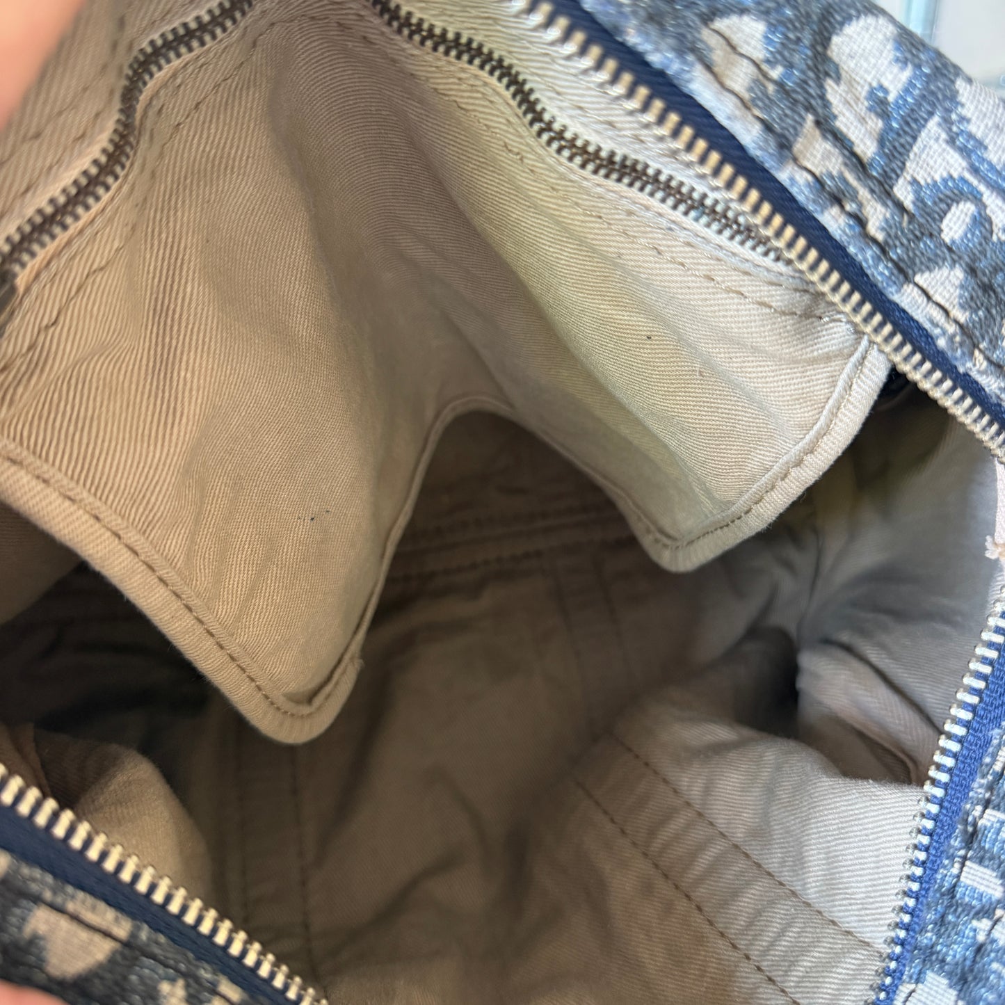 Pre-Owned Navy Oblique Canvas Boston Bag