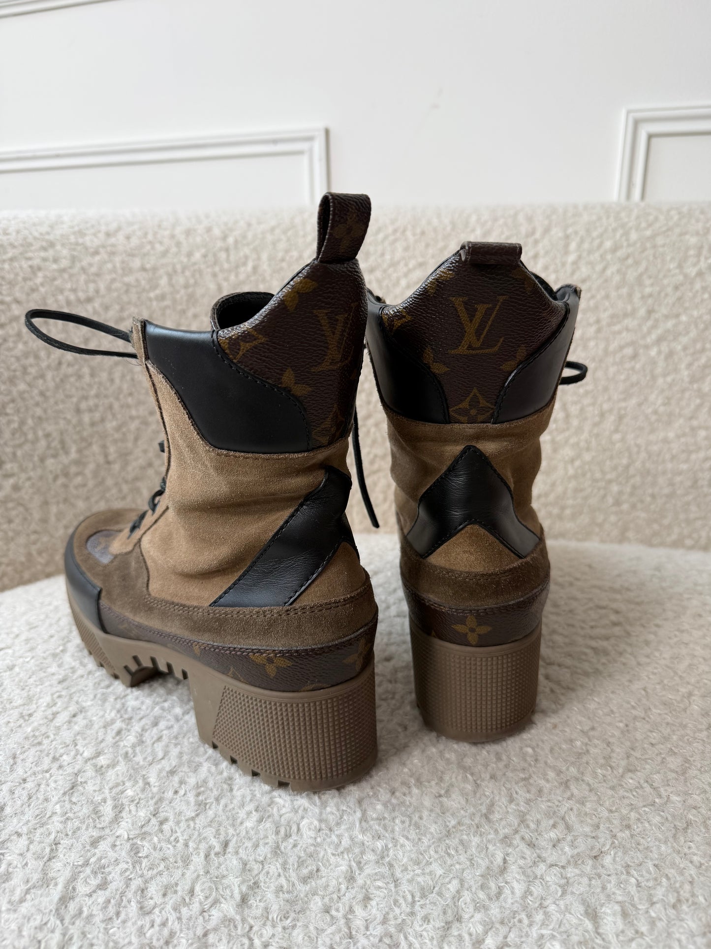 Monogram Canvas/Suede Boots Size 39
